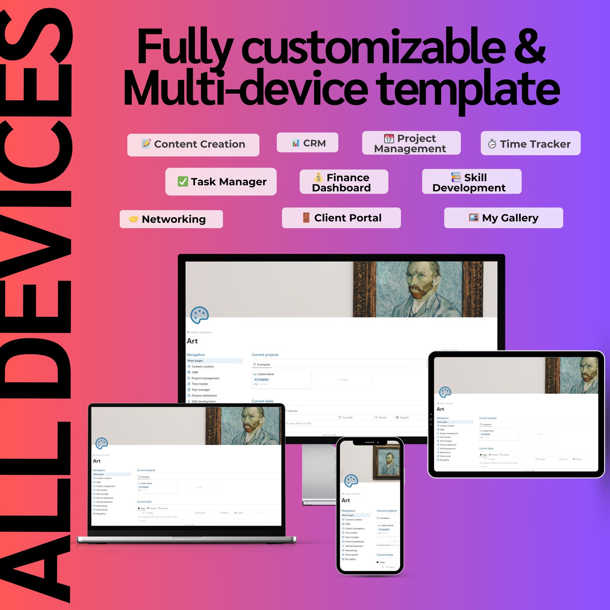 Artist Notion Template — CRM, Commissions, Portfolio & Gallery