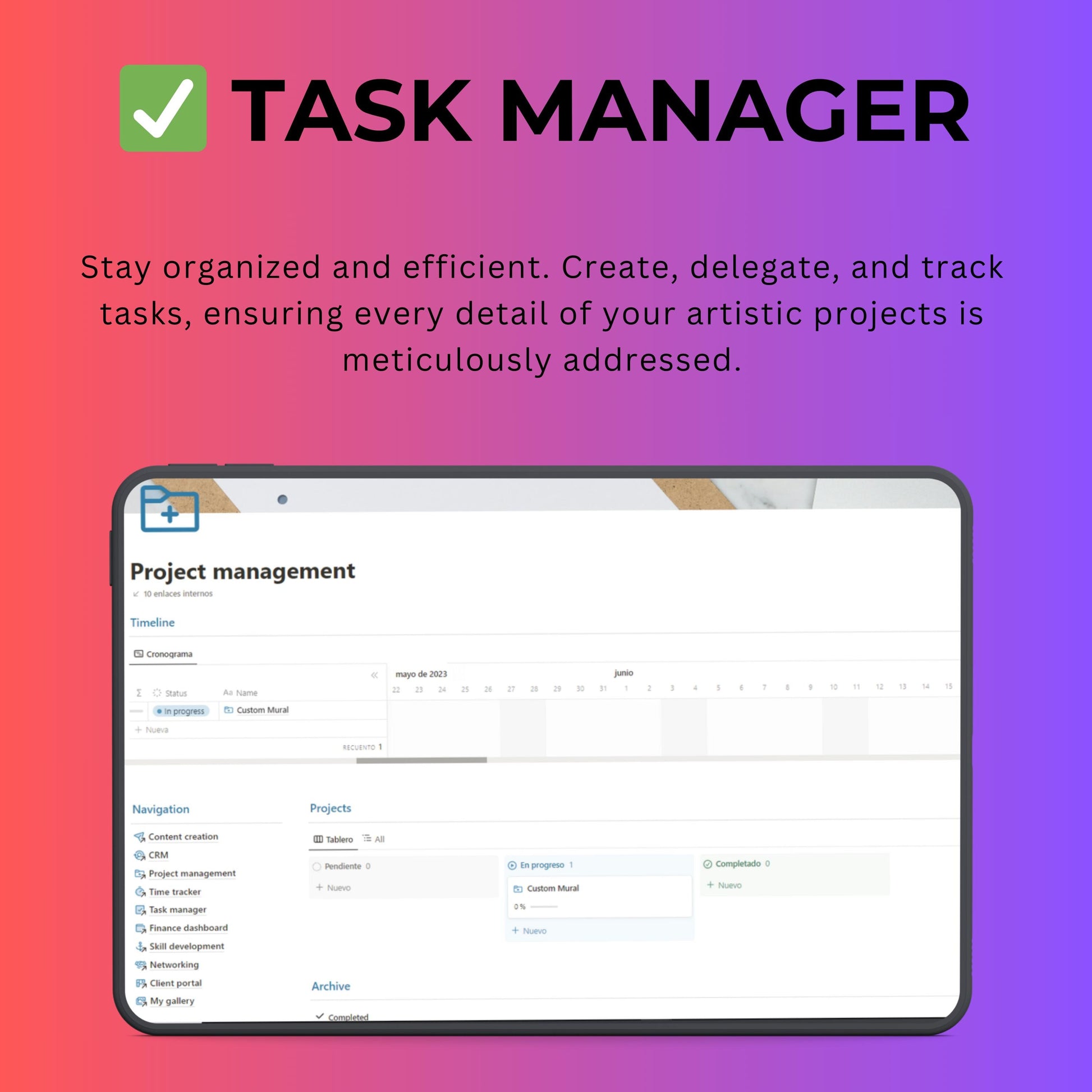 Artist Notion Template — CRM, Commissions, Portfolio & Gallery