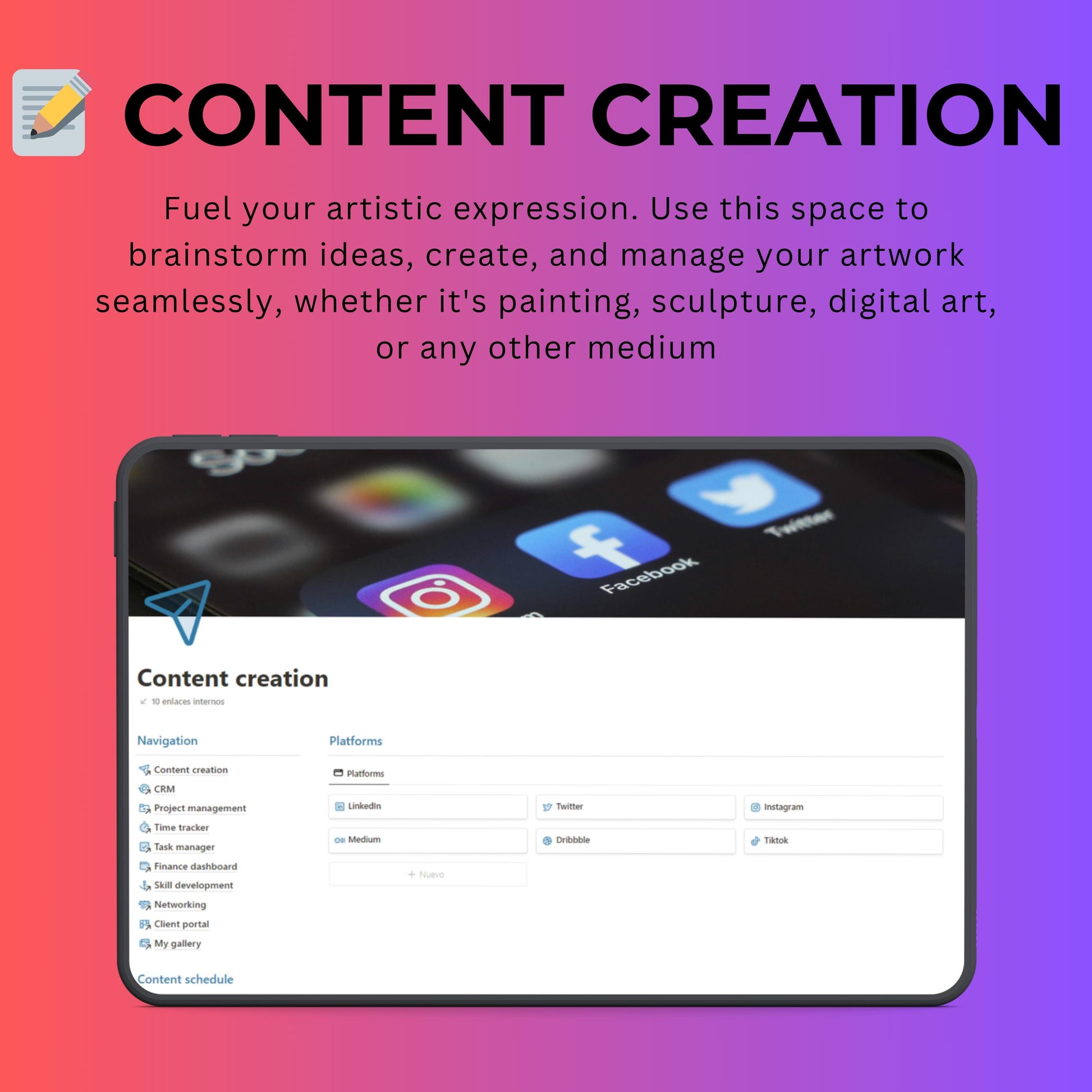 Artist Notion Template — CRM, Commissions, Portfolio & Gallery