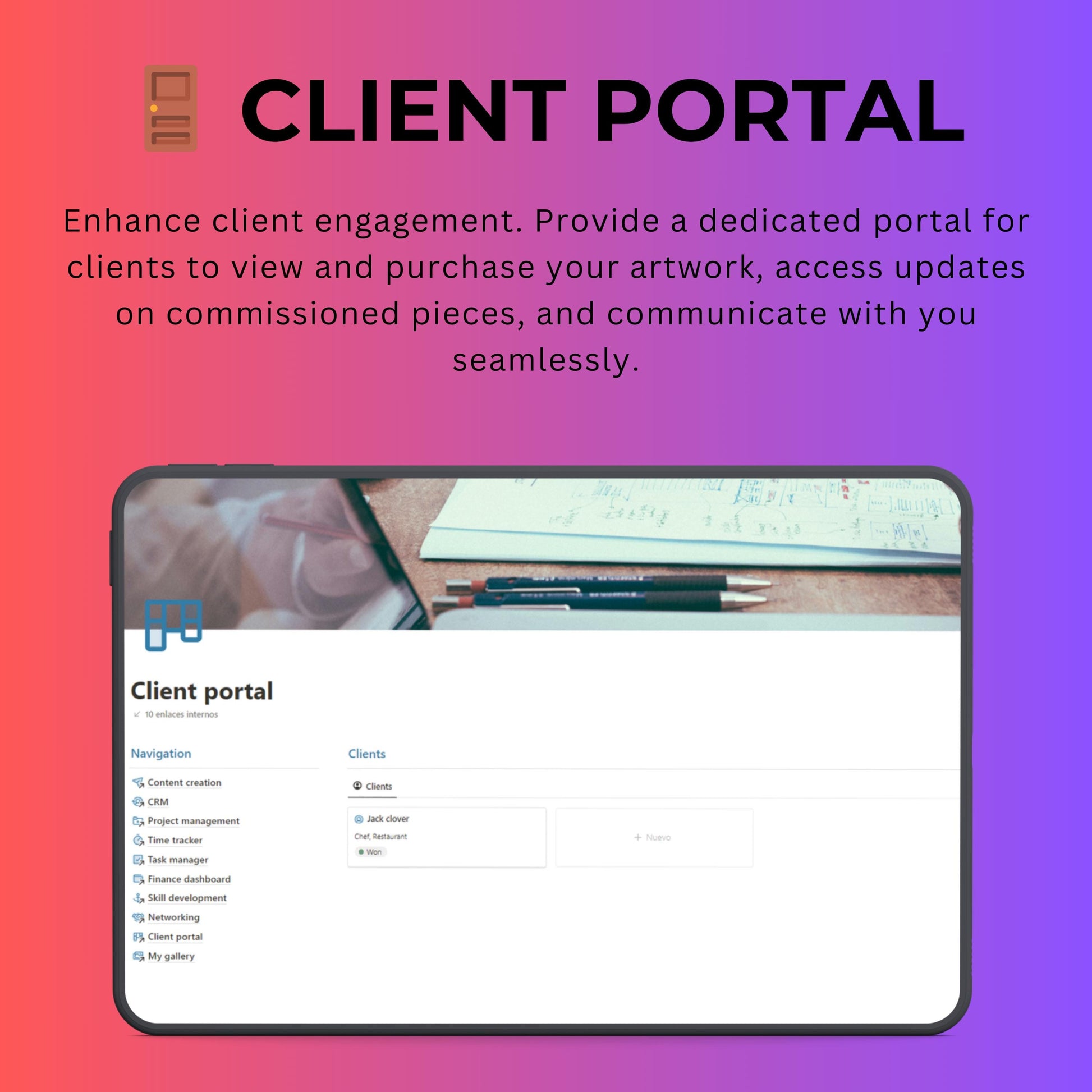 Artist Notion Template — CRM, Commissions, Portfolio & Gallery