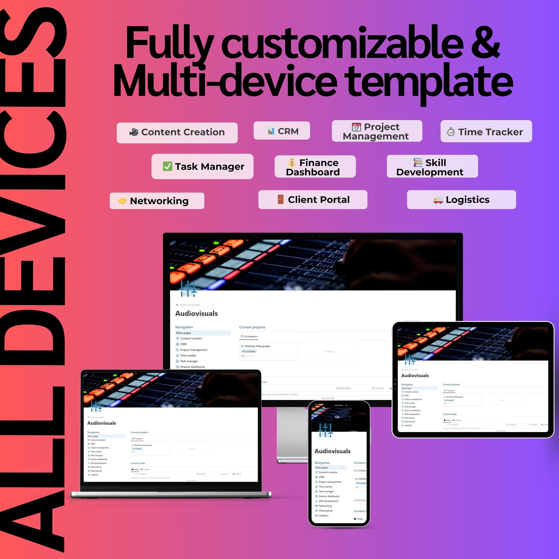 Audiovisual Business Notion Template | Projects, CRM & Media Plan