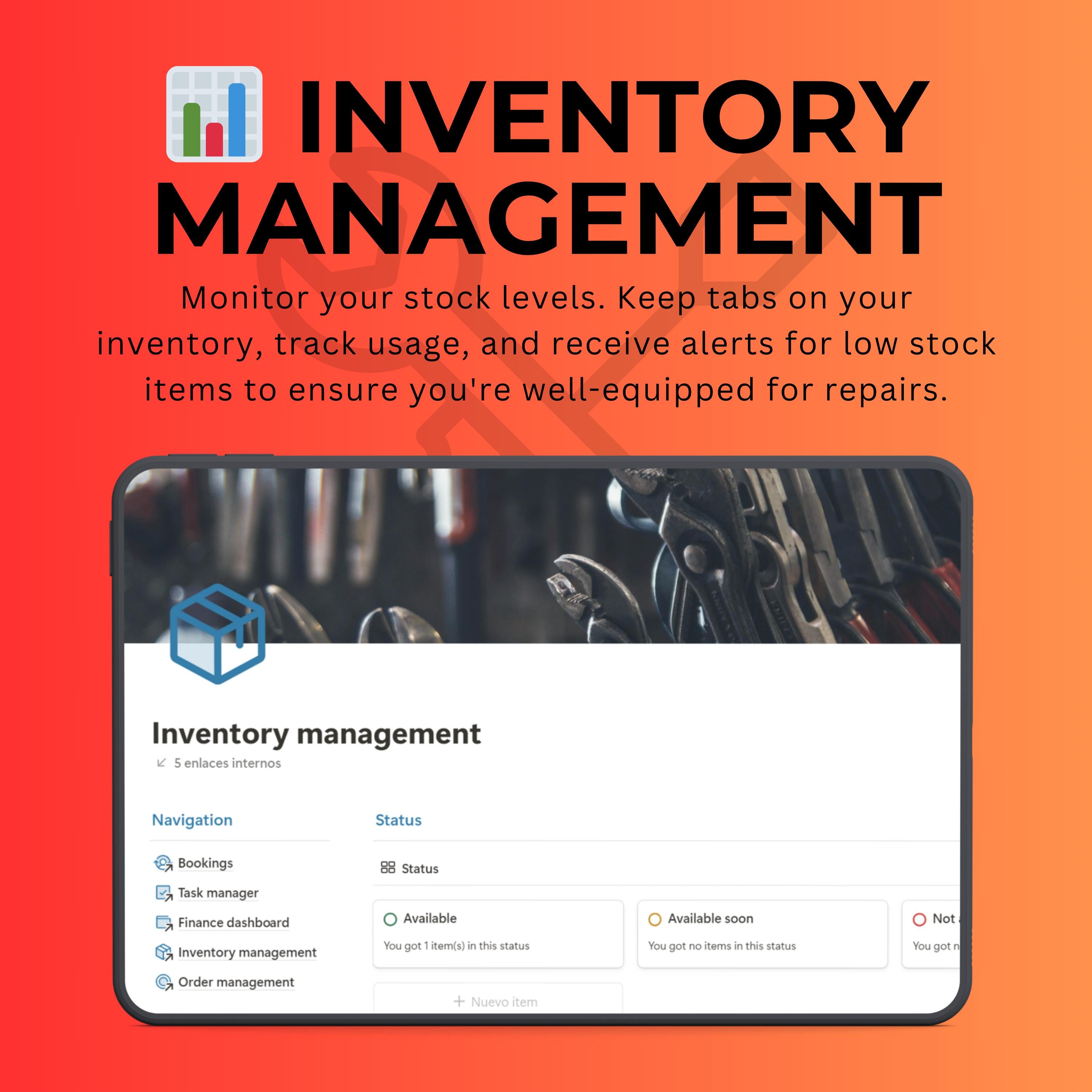 Auto Repair Shop Notion Template | Bookings & Work Orders