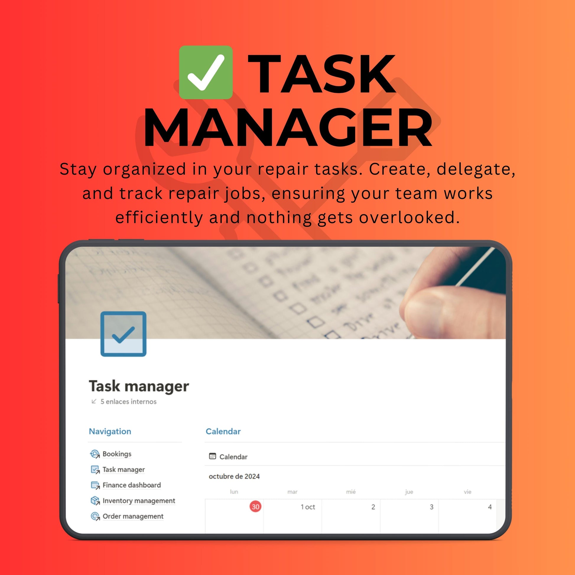 Auto Repair Shop Notion Template | Bookings & Work Orders