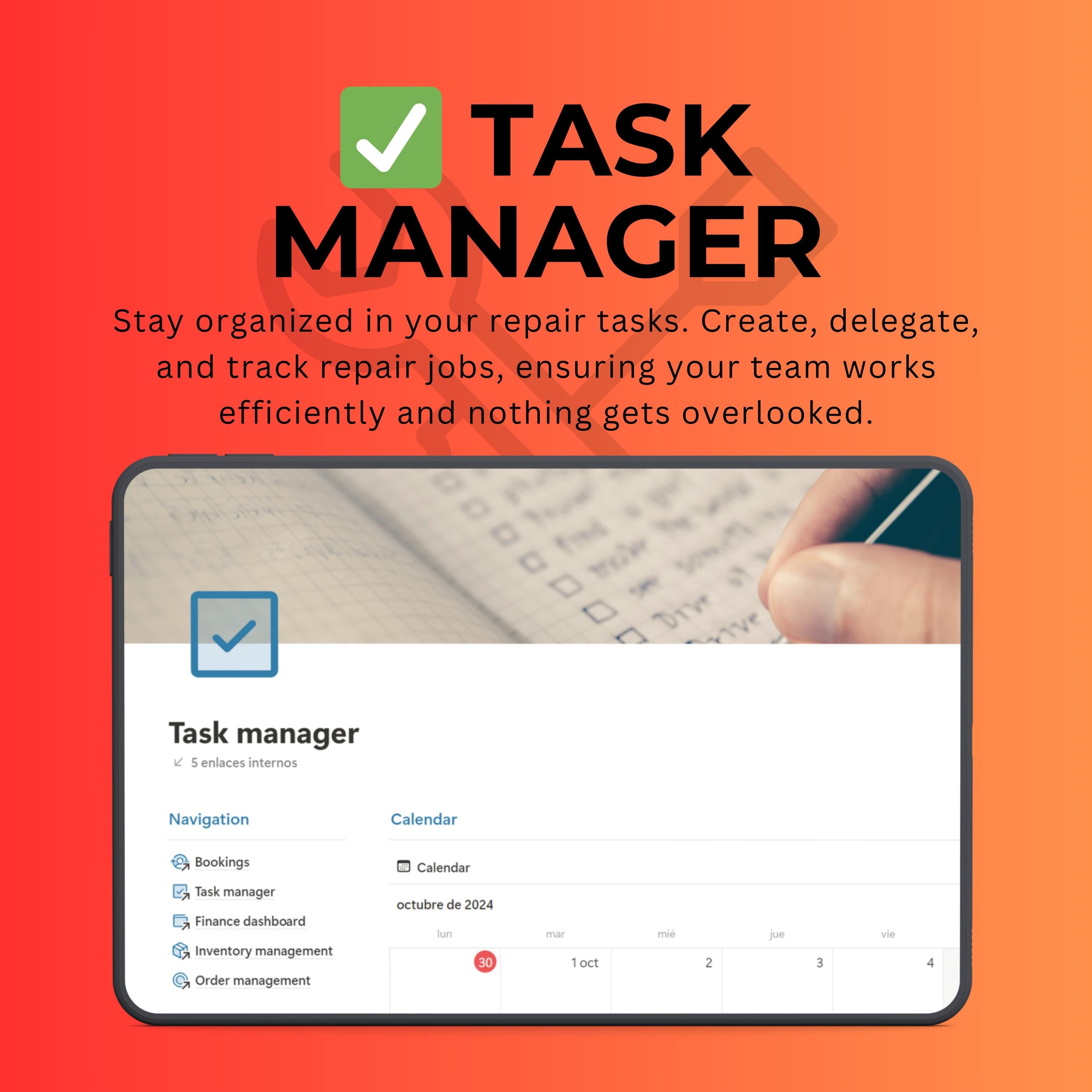 Auto Repair Shop Notion Template | Bookings & Work Orders
