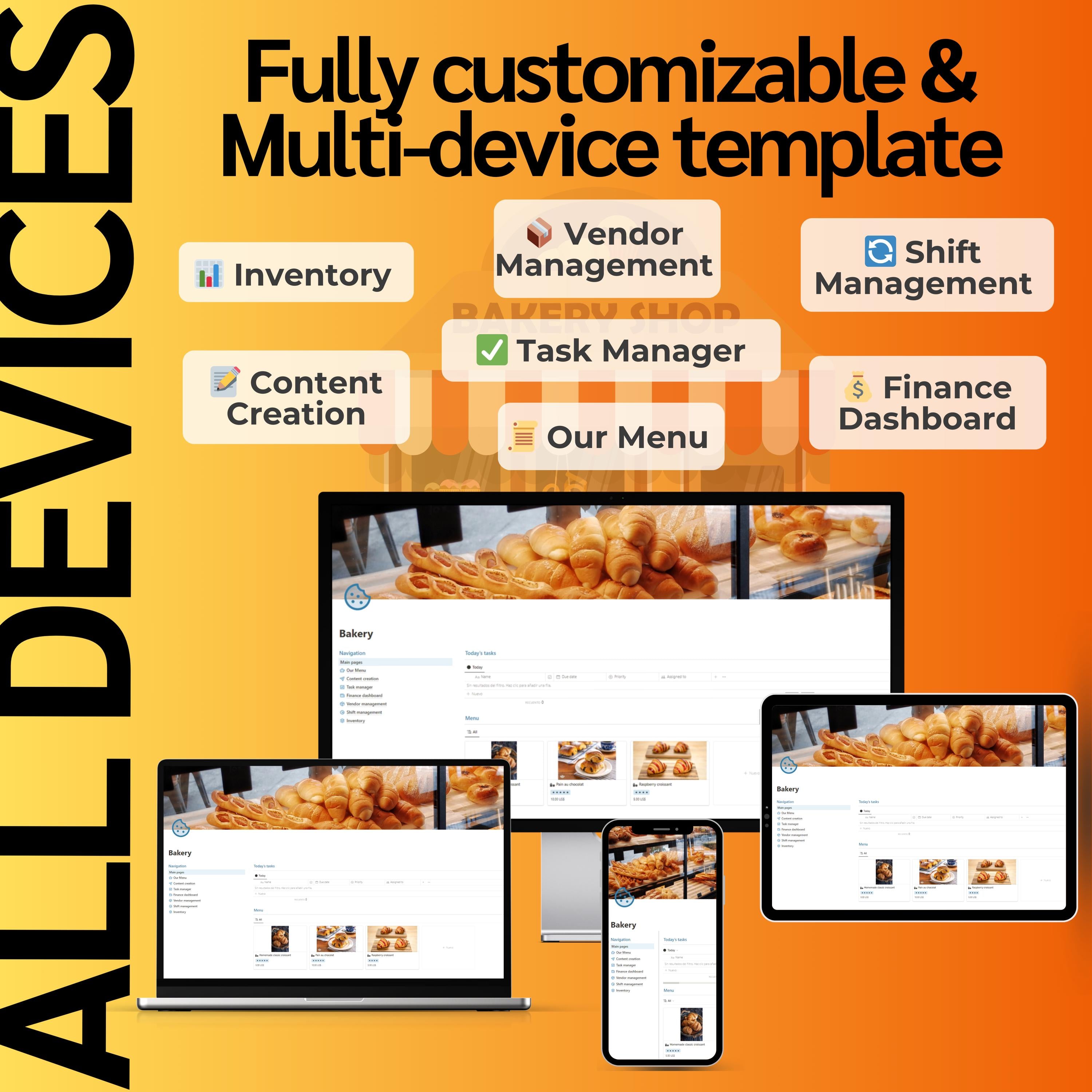 Bakery Business Notion Template | Menu, Inventory & Shifts