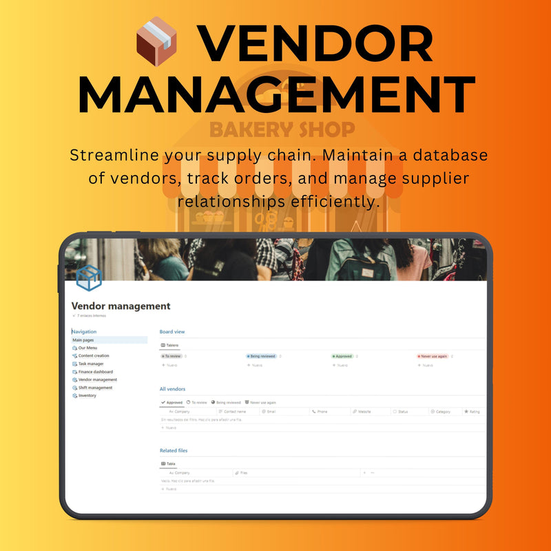 Bakery Business Notion Template | Menu, Inventory & Shifts