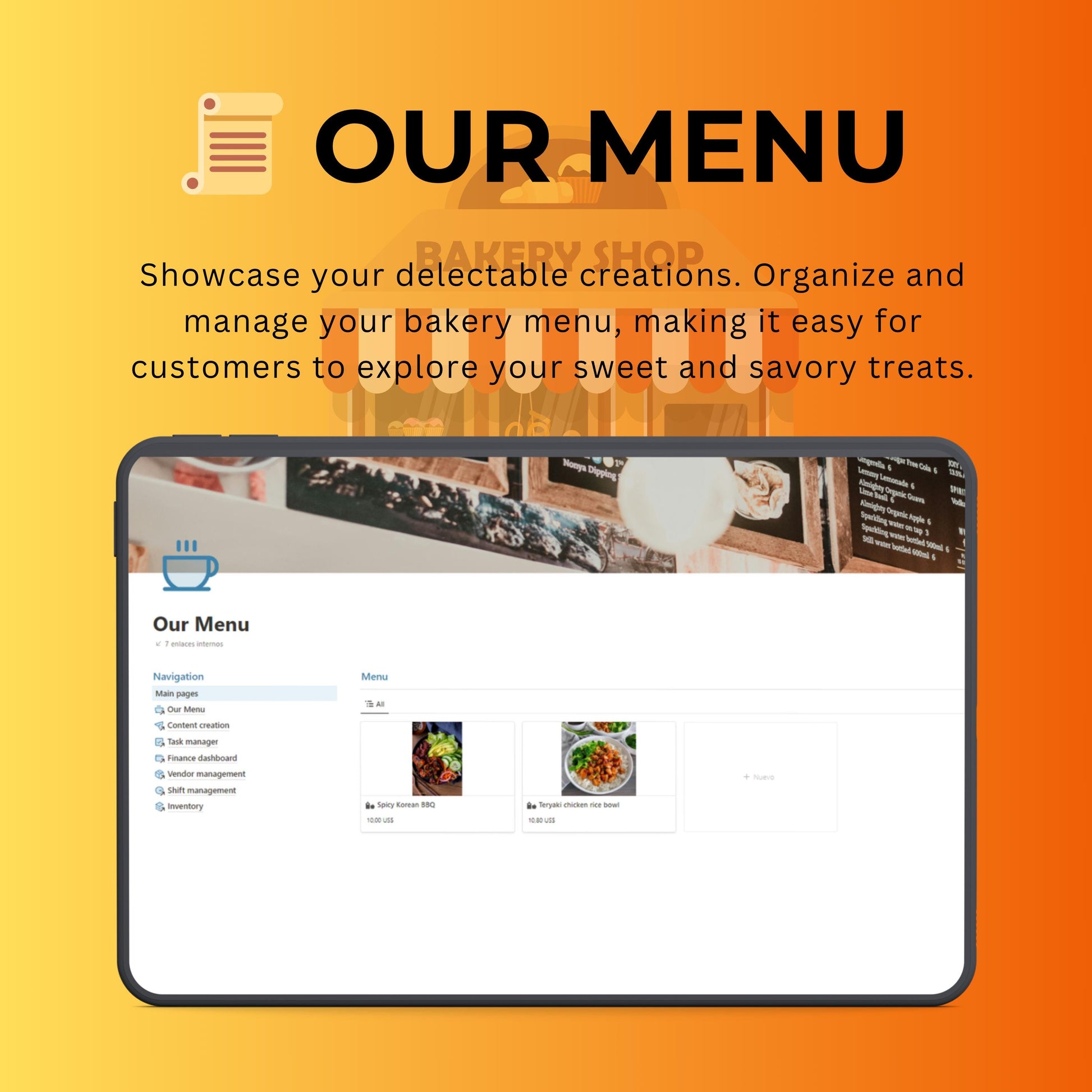 Bakery Business Notion Template | Menu, Inventory & Shifts