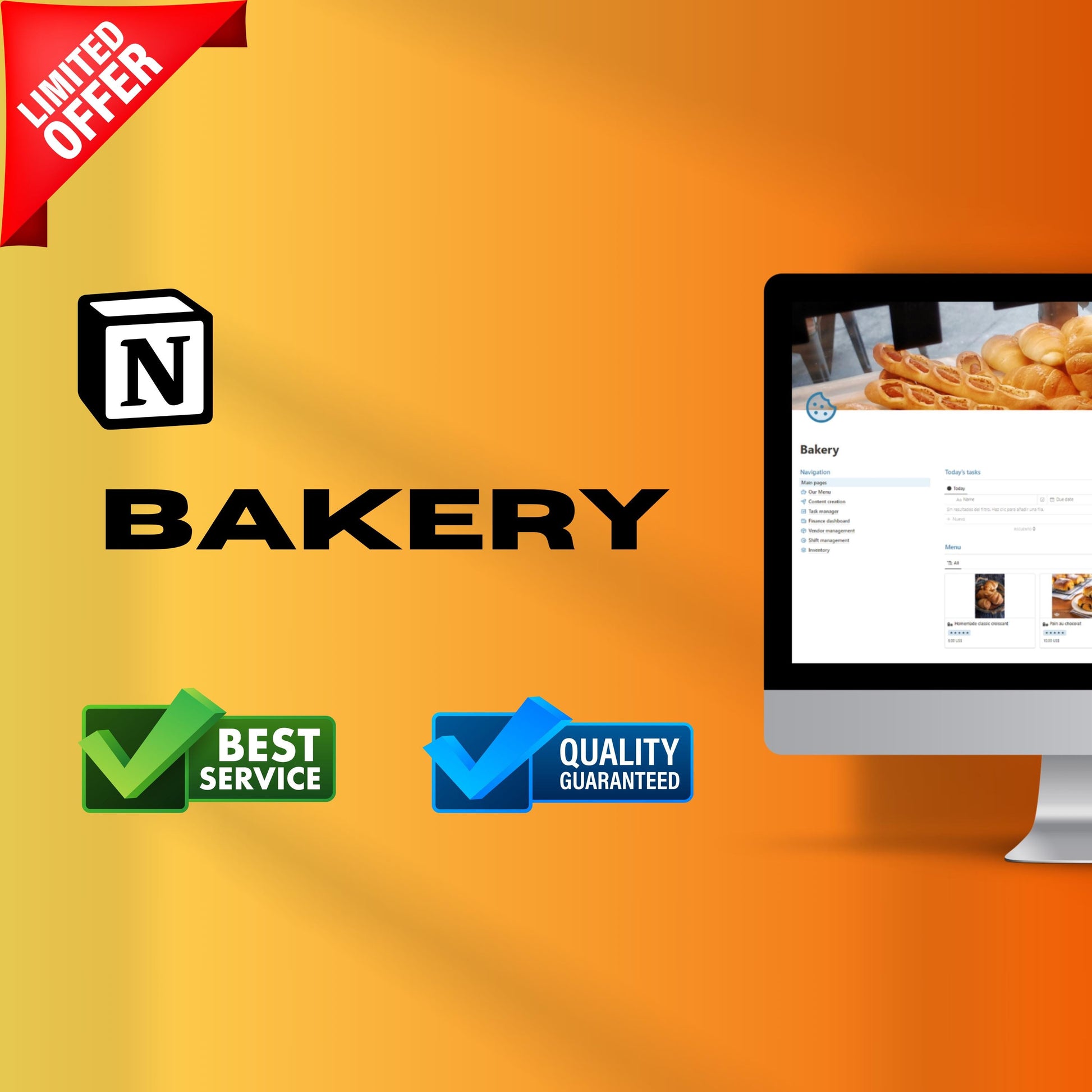 Bakery Business Notion Template | Menu, Inventory & Shifts