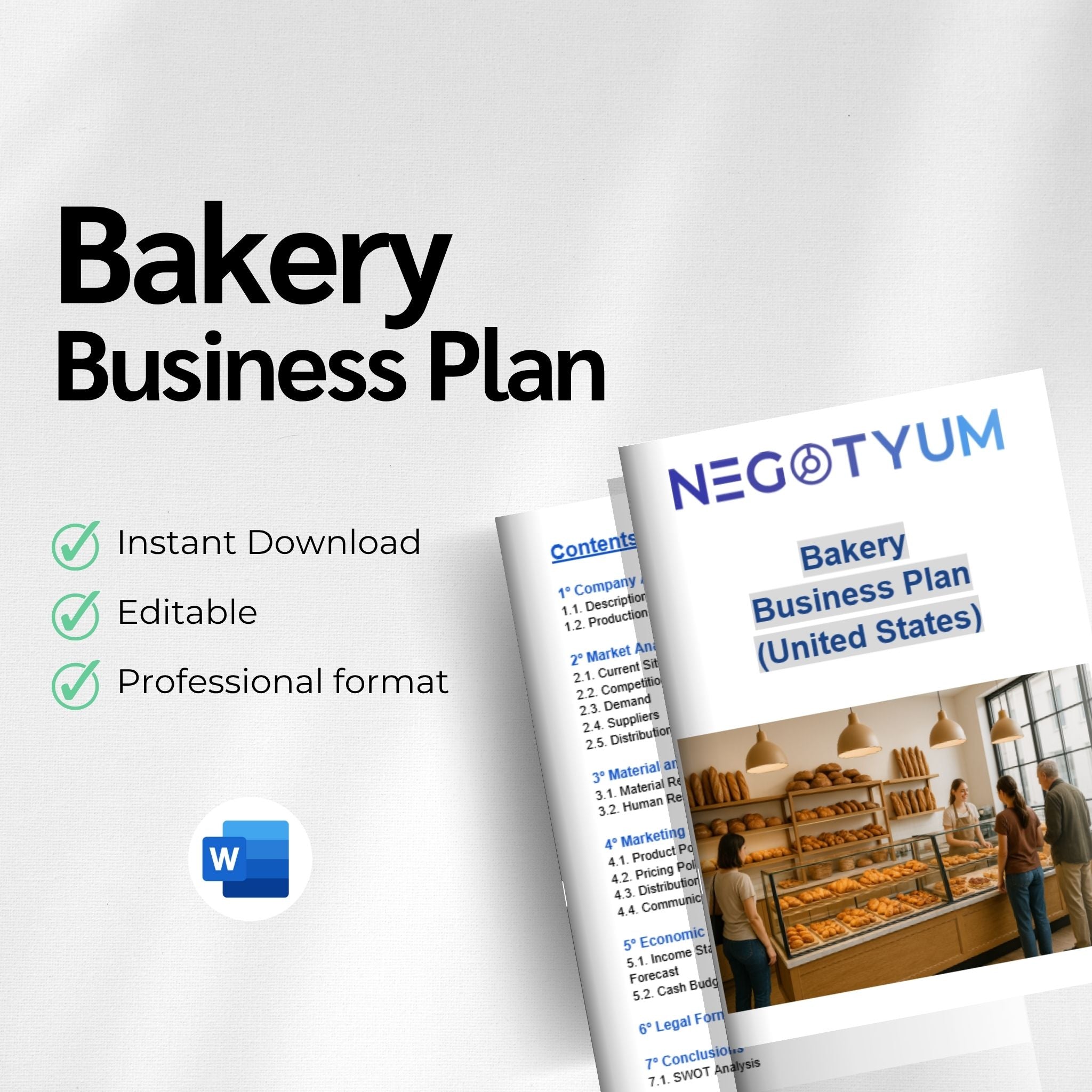 Bakery Business Plan Template – Editable Word & Excel