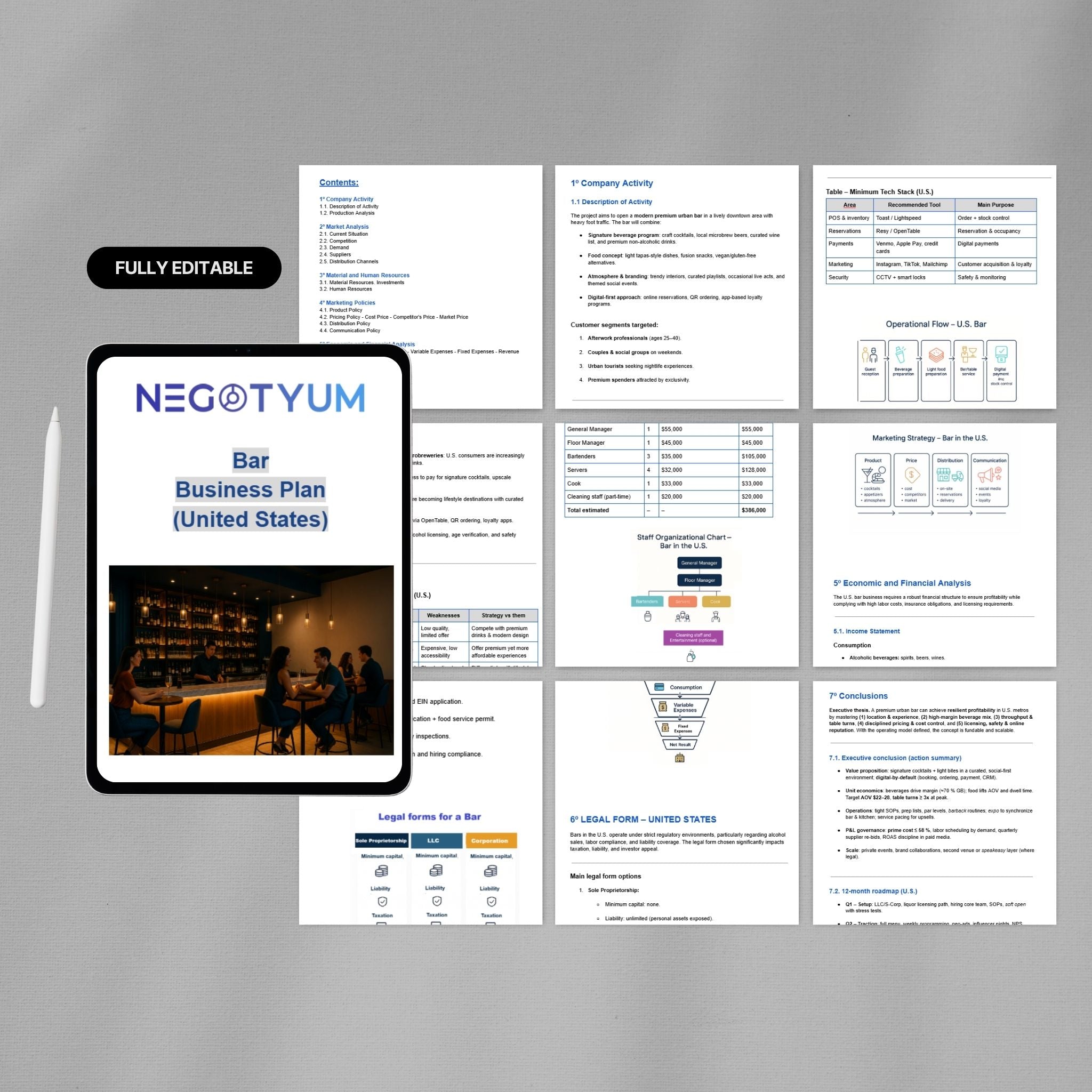 Bar Business Plan Template – Editable Word & Excel