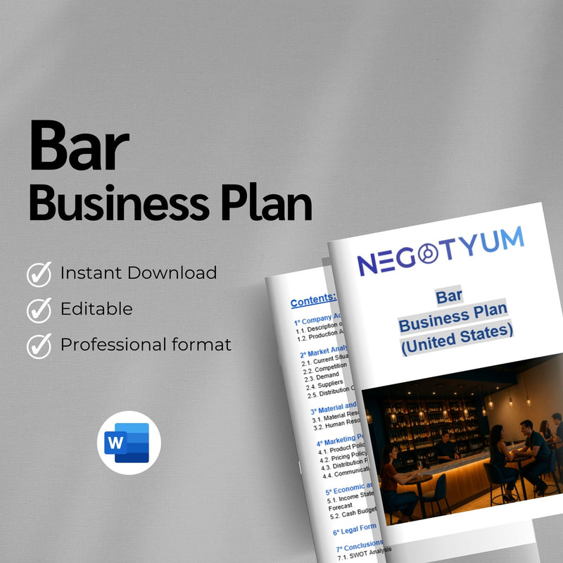 Bar Business Plan Template – Editable Word & Excel