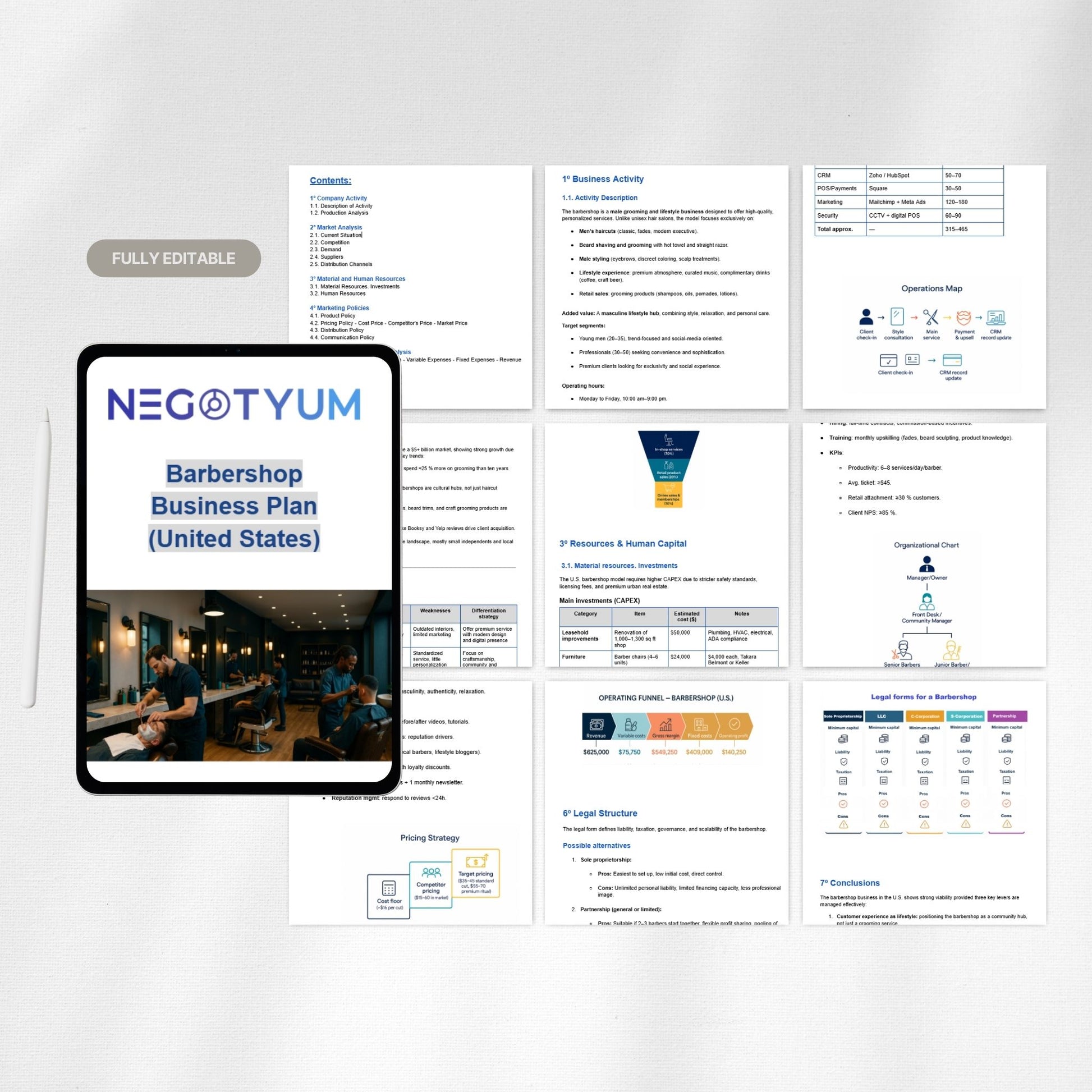 Barbershop Business Plan Template – Editable Word & Excel