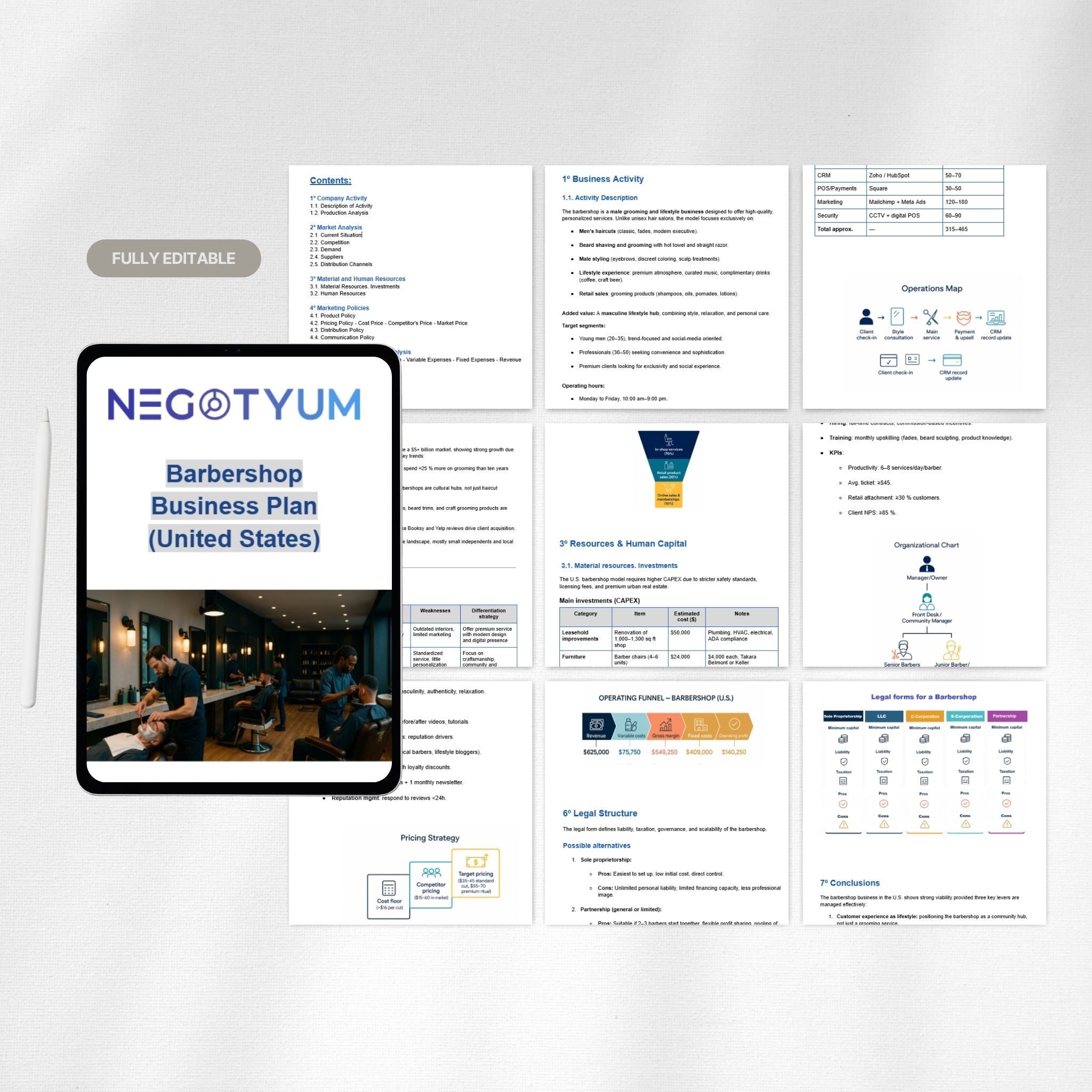 Barbershop Business Plan Template – Editable Word & Excel