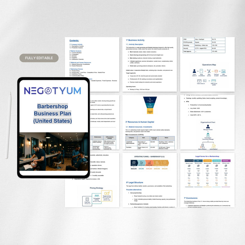 Barbershop Business Plan Template – Editable Word & Excel