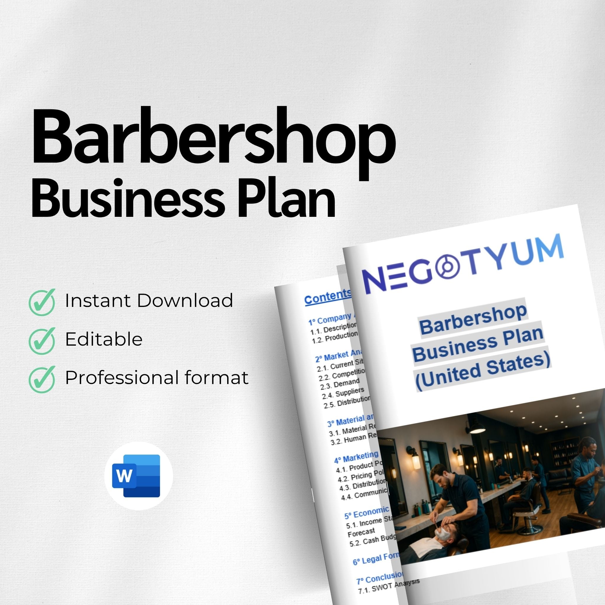 Barbershop Business Plan Template – Editable Word & Excel