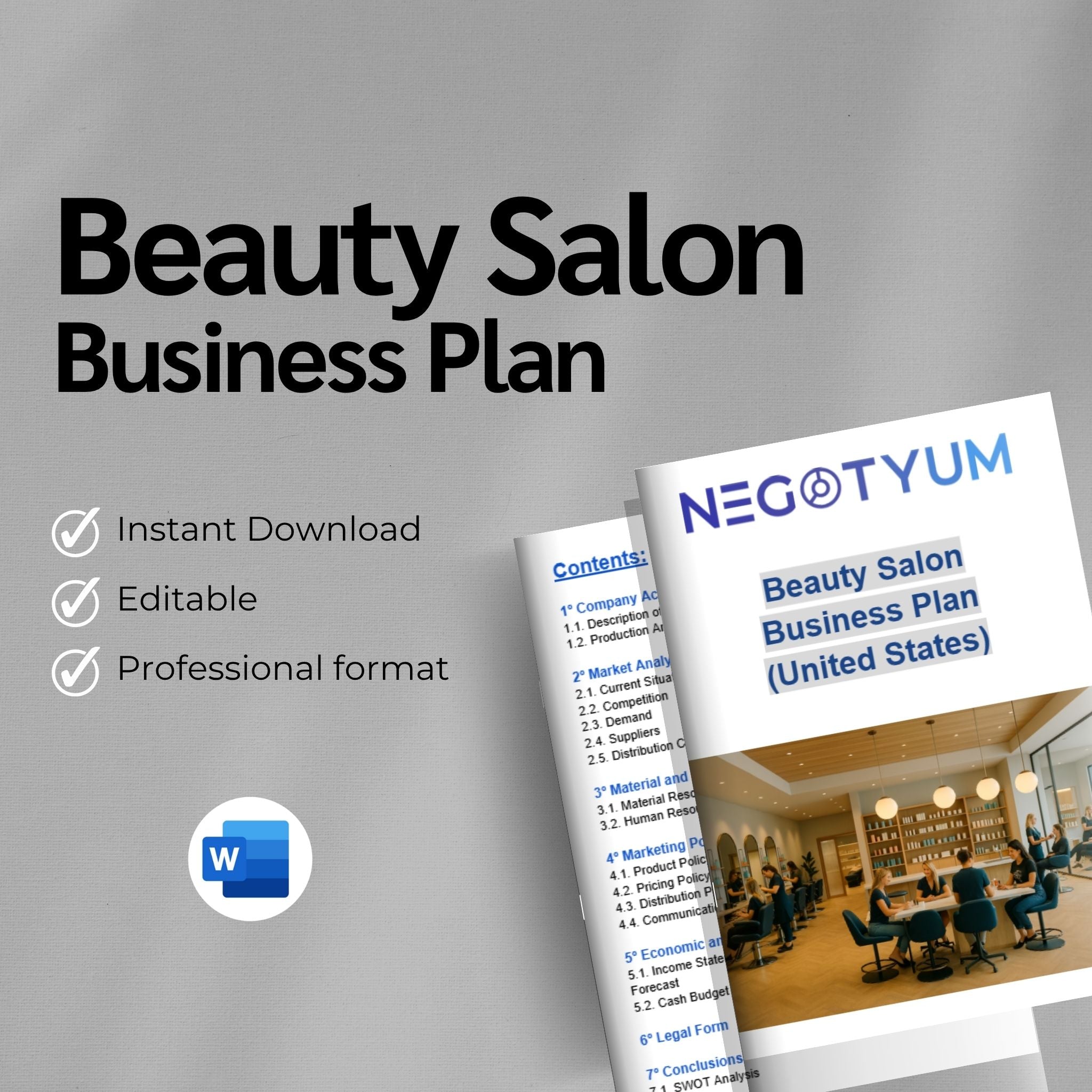 Beauty Salon Business Plan Template – Editable Word & Excel