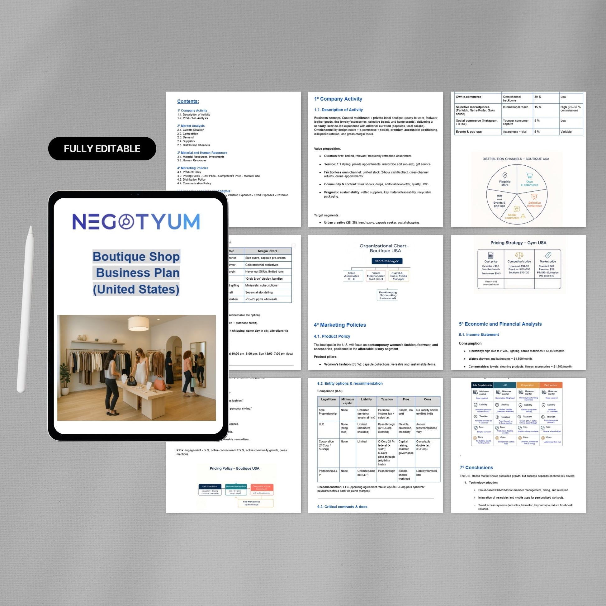 Boutique Shop Business Plan Template – Editable Word & Excel