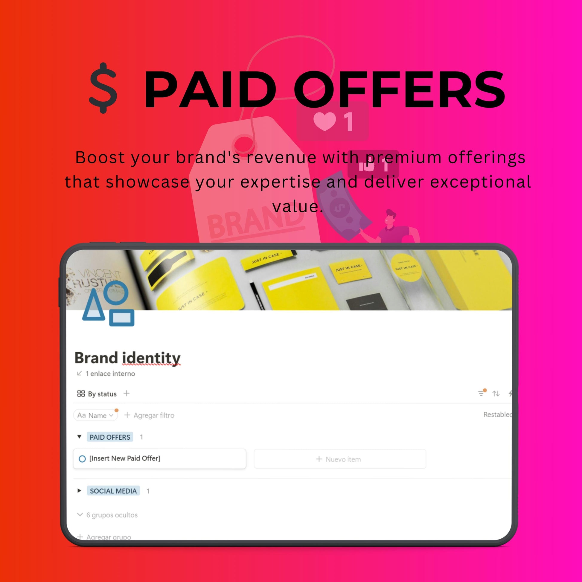 Brand Identity Notion Template • Logos, Colors, Values & Avatar