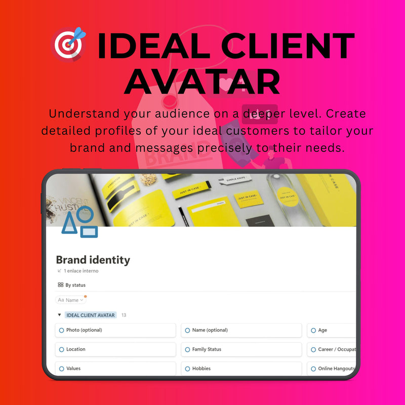 Brand Identity Notion Template • Logos, Colors, Values & Avatar