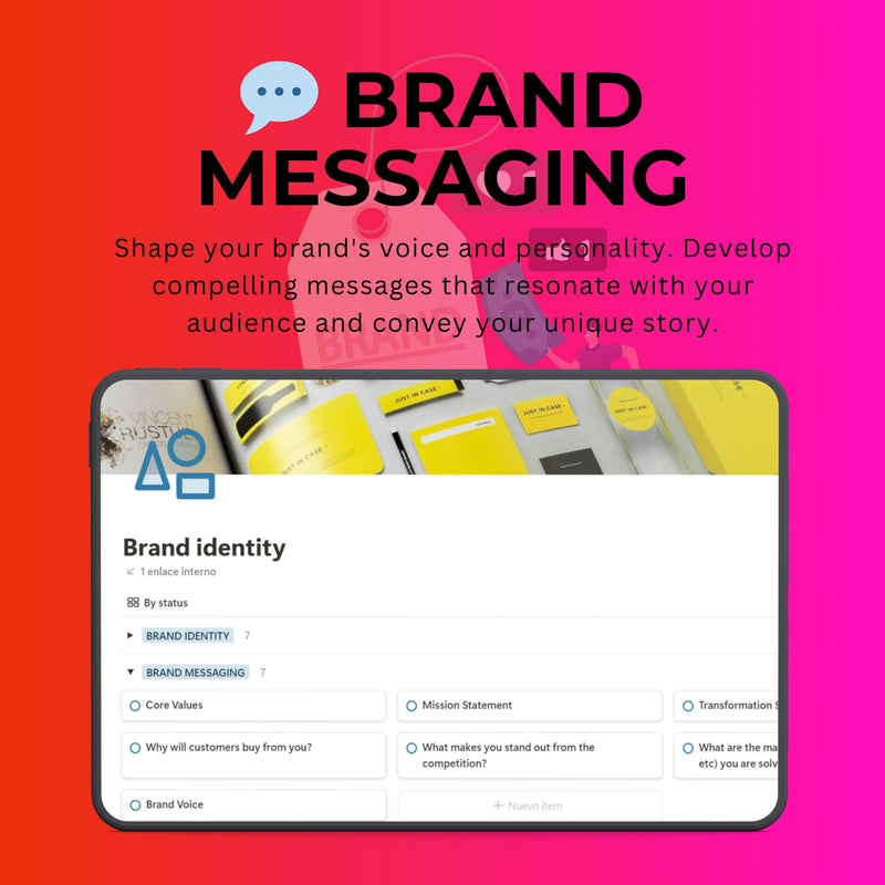 Brand Identity Notion Template • Logos, Colors, Values & Avatar