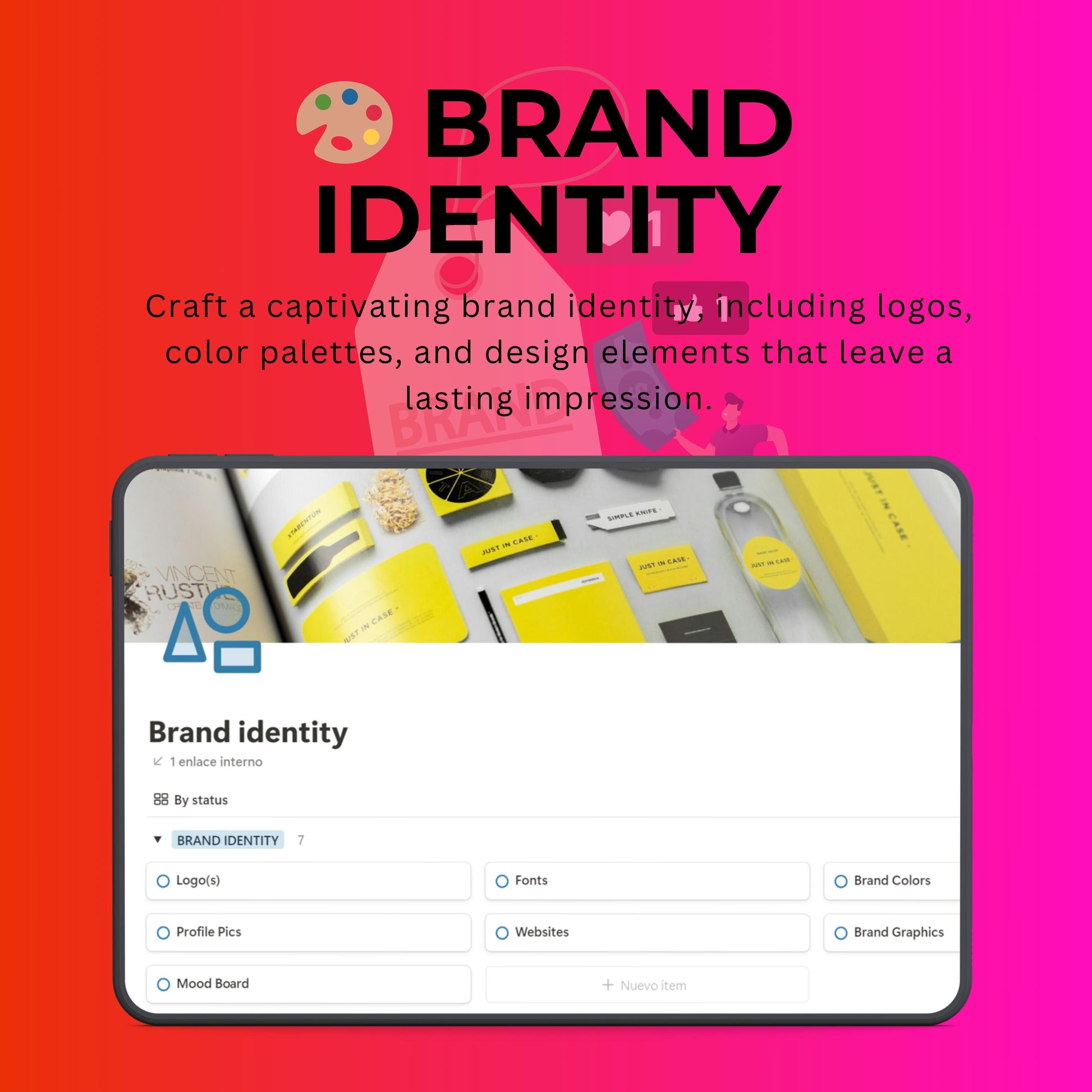 Brand Identity Notion Template • Logos, Colors, Values & Avatar