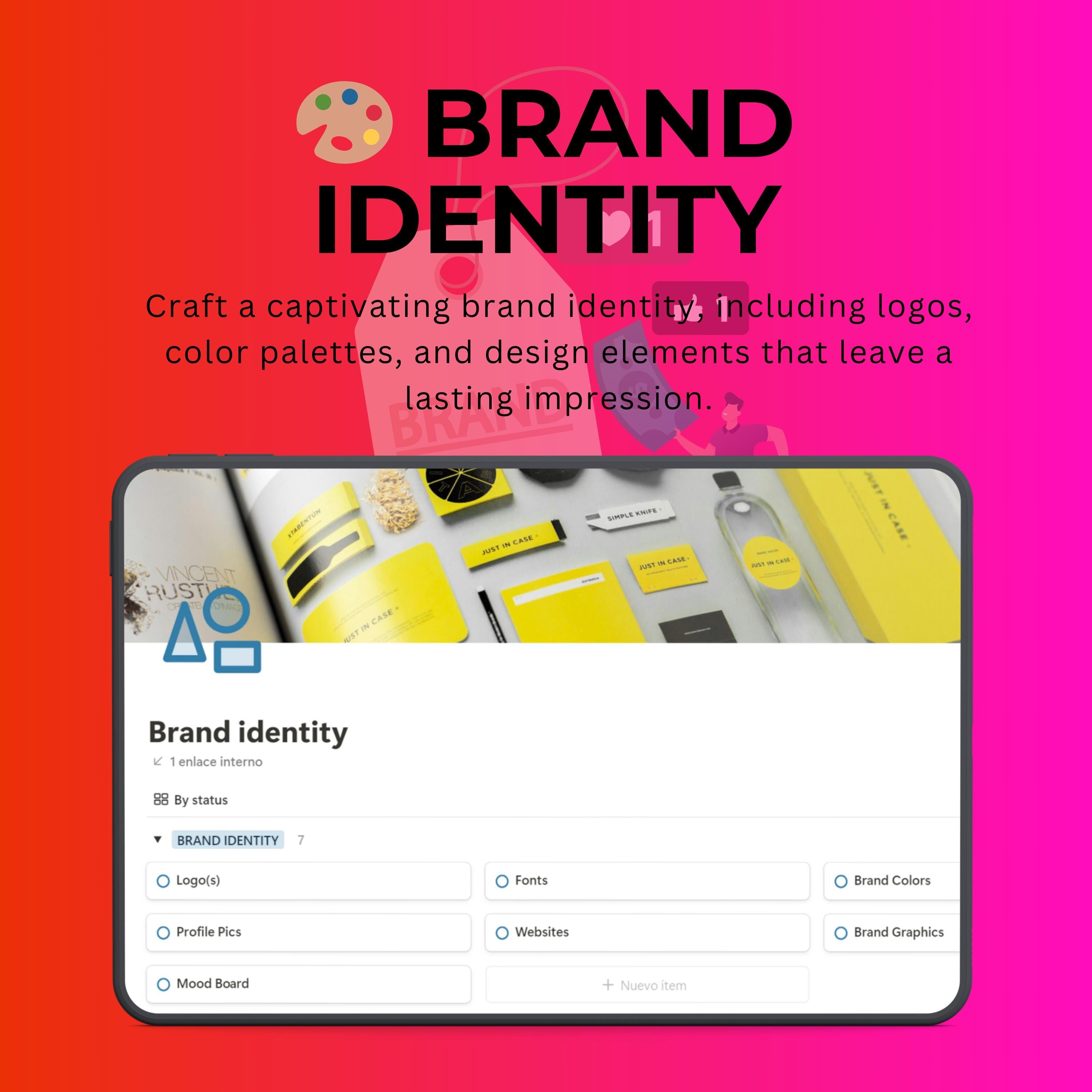 Brand Identity Notion Template • Logos, Colors, Values & Avatar