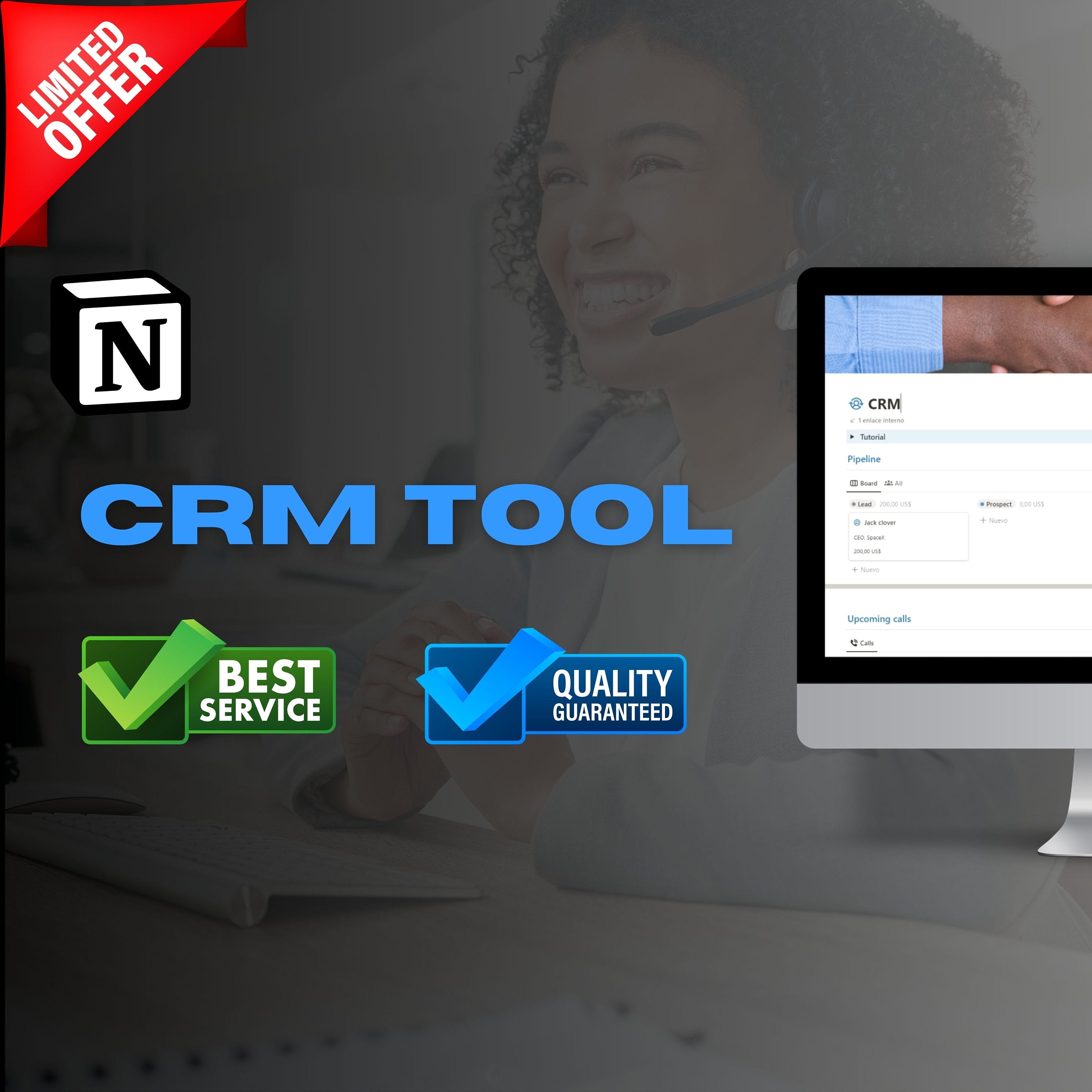 CRM Notion Template | Pipeline, Contacts & Calls