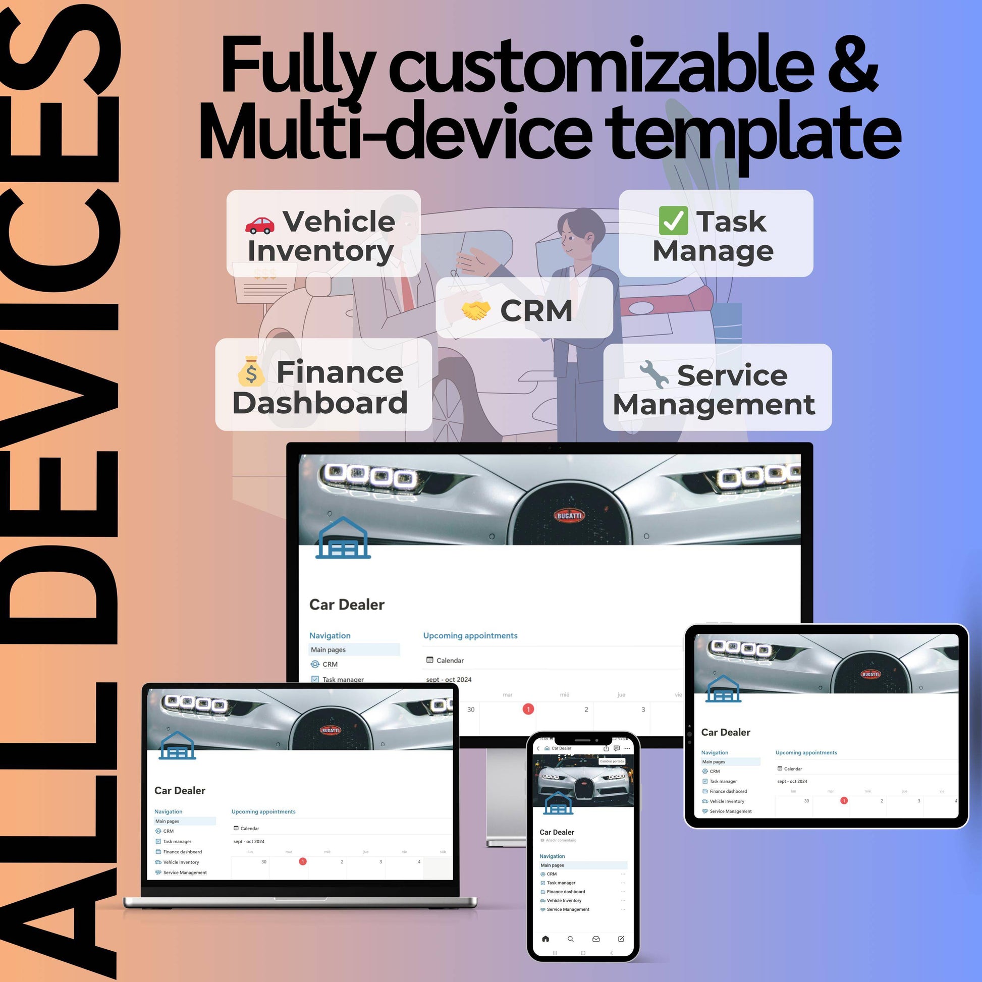 Car Dealer & Showroom Notion Template | CRM | Inventory & Service