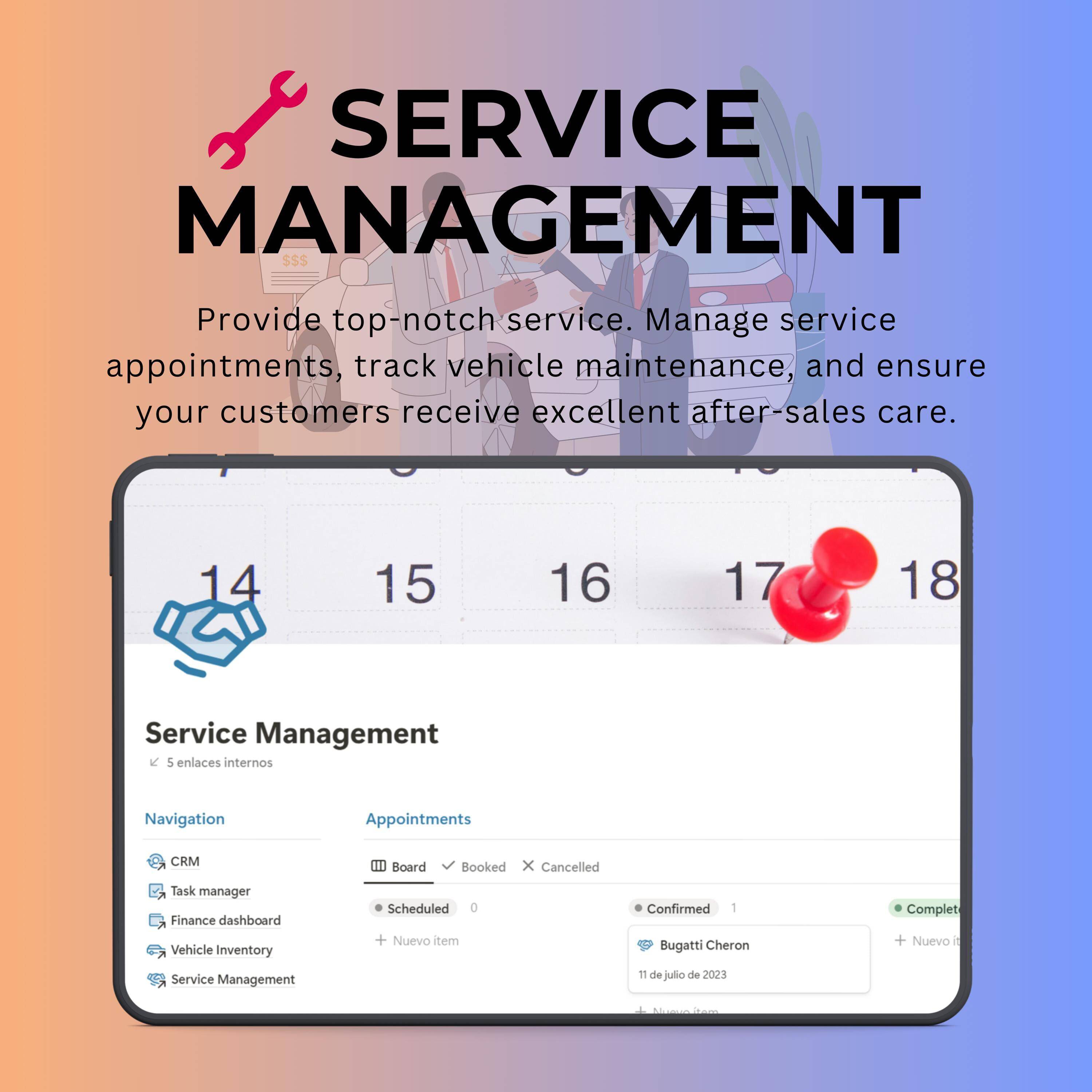 Car Dealer & Showroom Notion Template | CRM | Inventory & Service