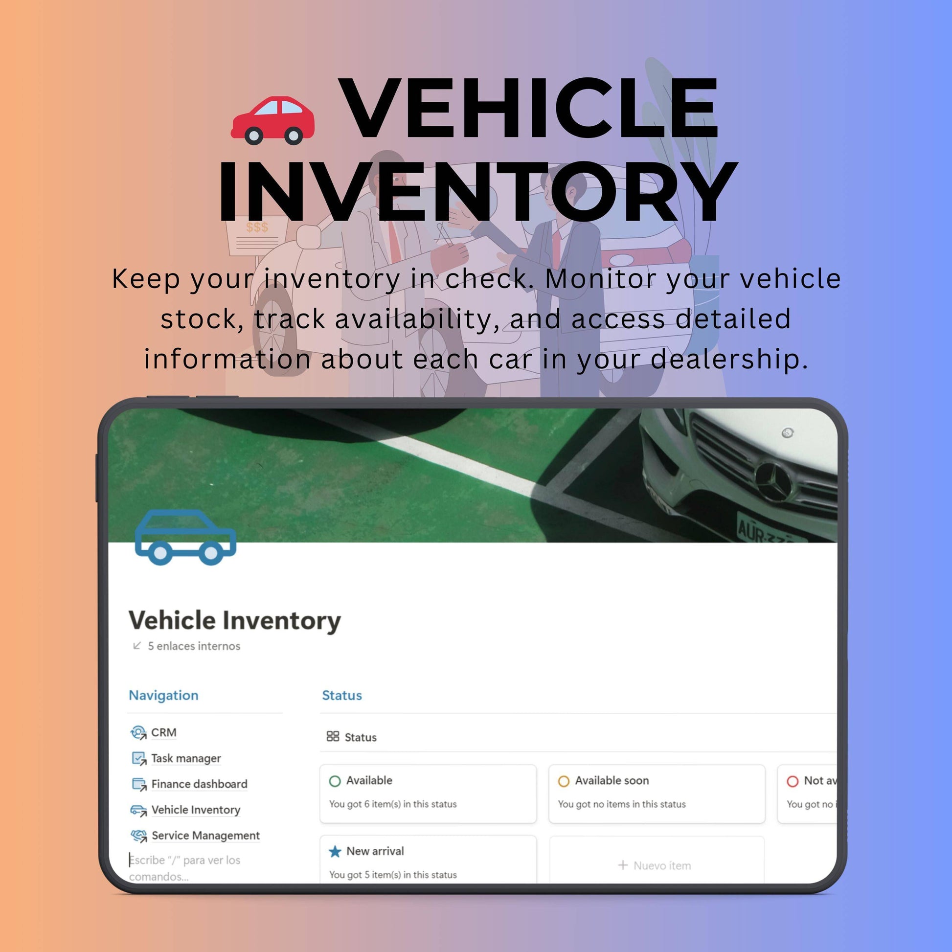 Car Dealer & Showroom Notion Template | CRM | Inventory & Service