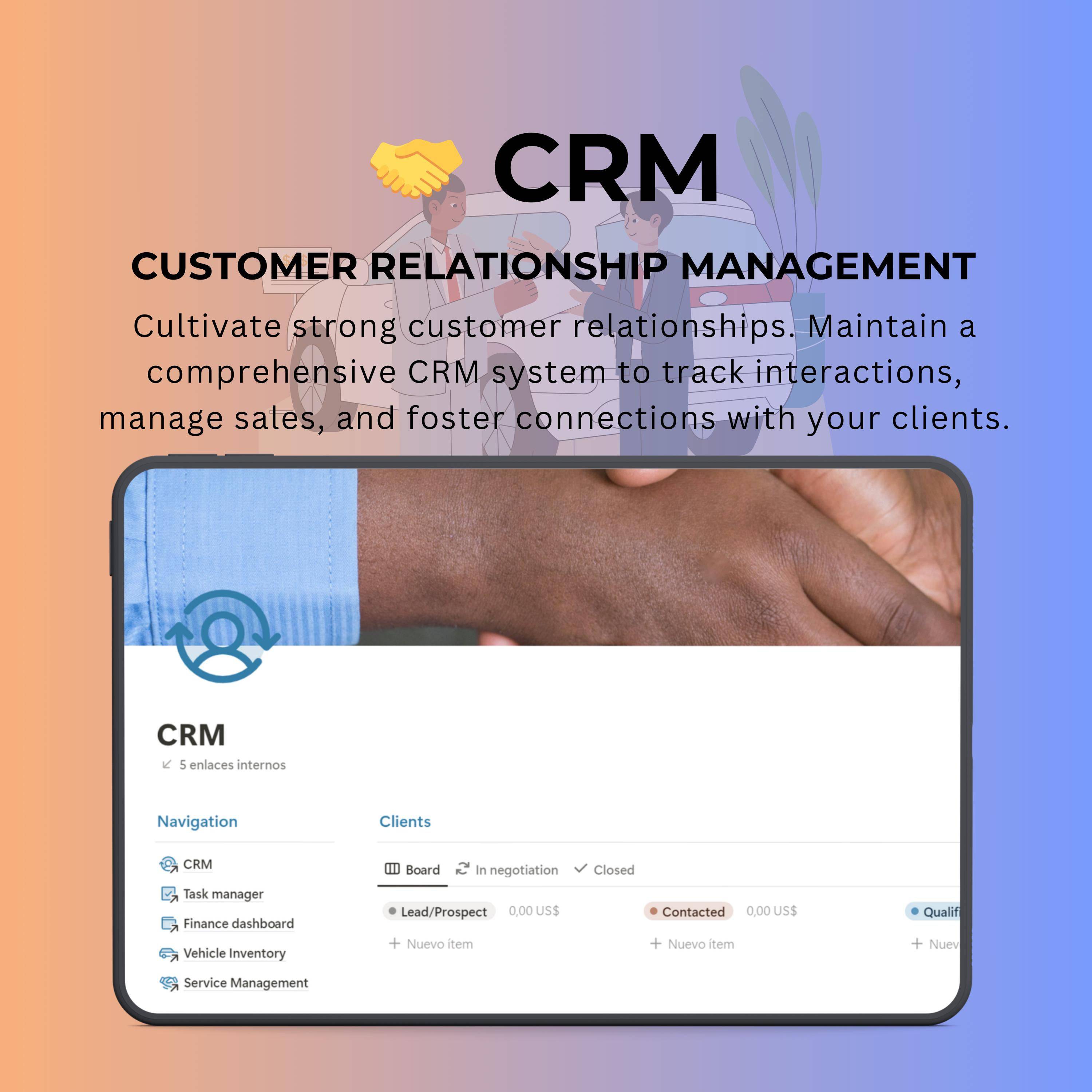 Car Dealer & Showroom Notion Template | CRM | Inventory & Service