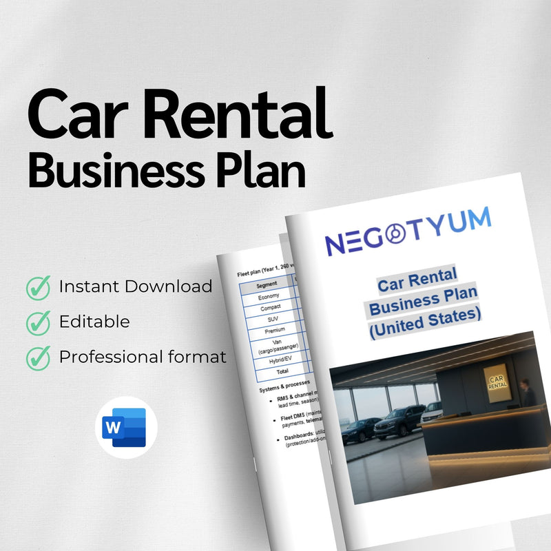 Car Rental Business Plan Template – Editable Word & Excel