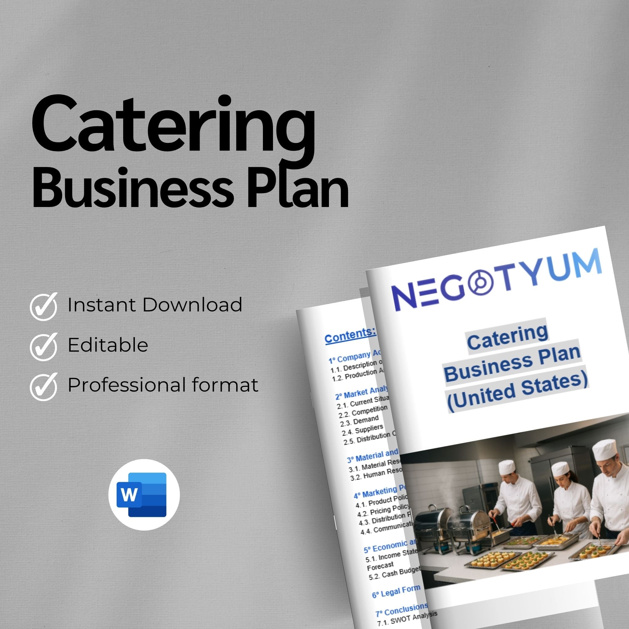 Catering Business Plan Template – Editable Word & Excel