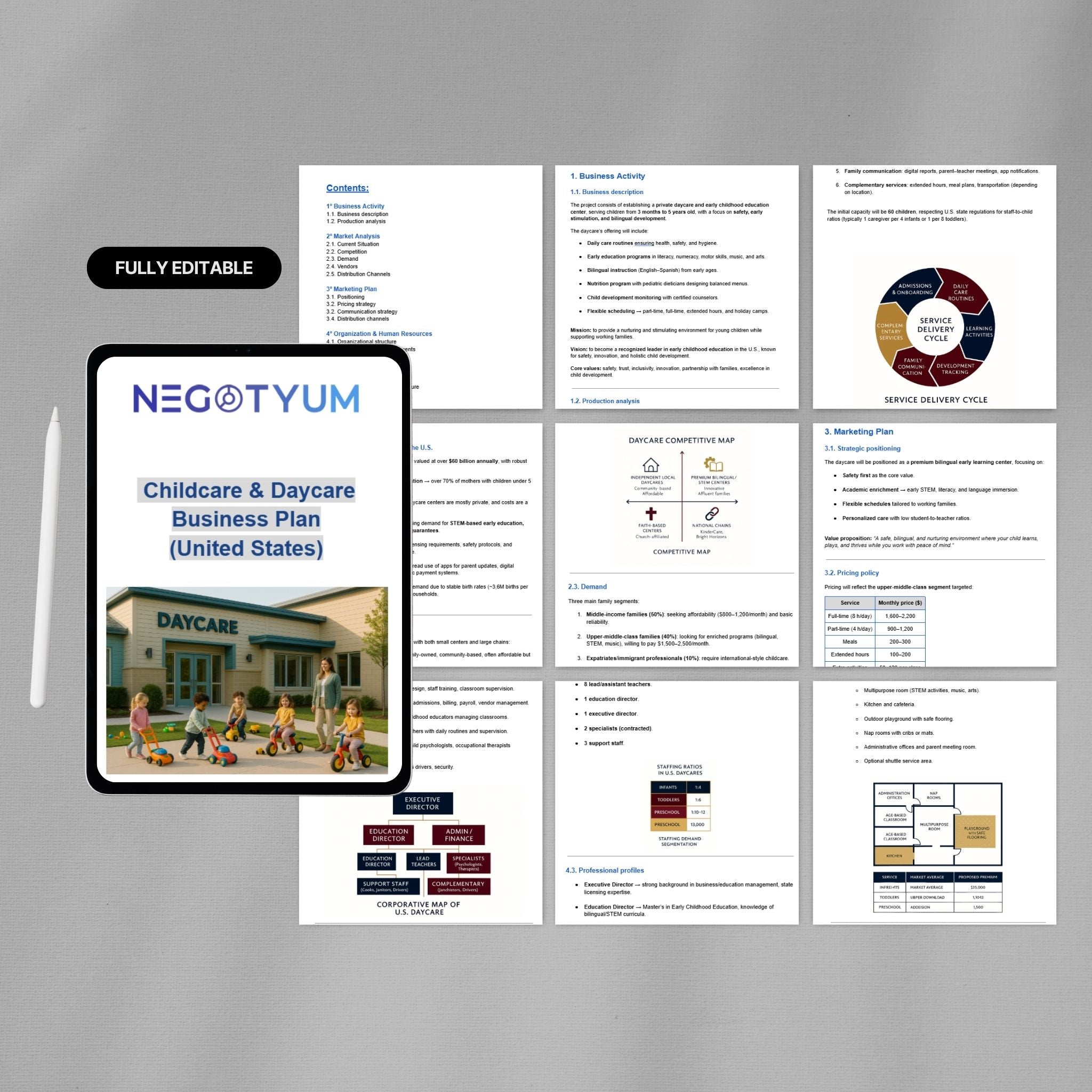 Childcare & Daycare Business Plan Template – Editable Word & Excel