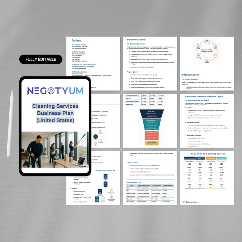 Cleaning Services Business Plan Template – Editable Word & Excel