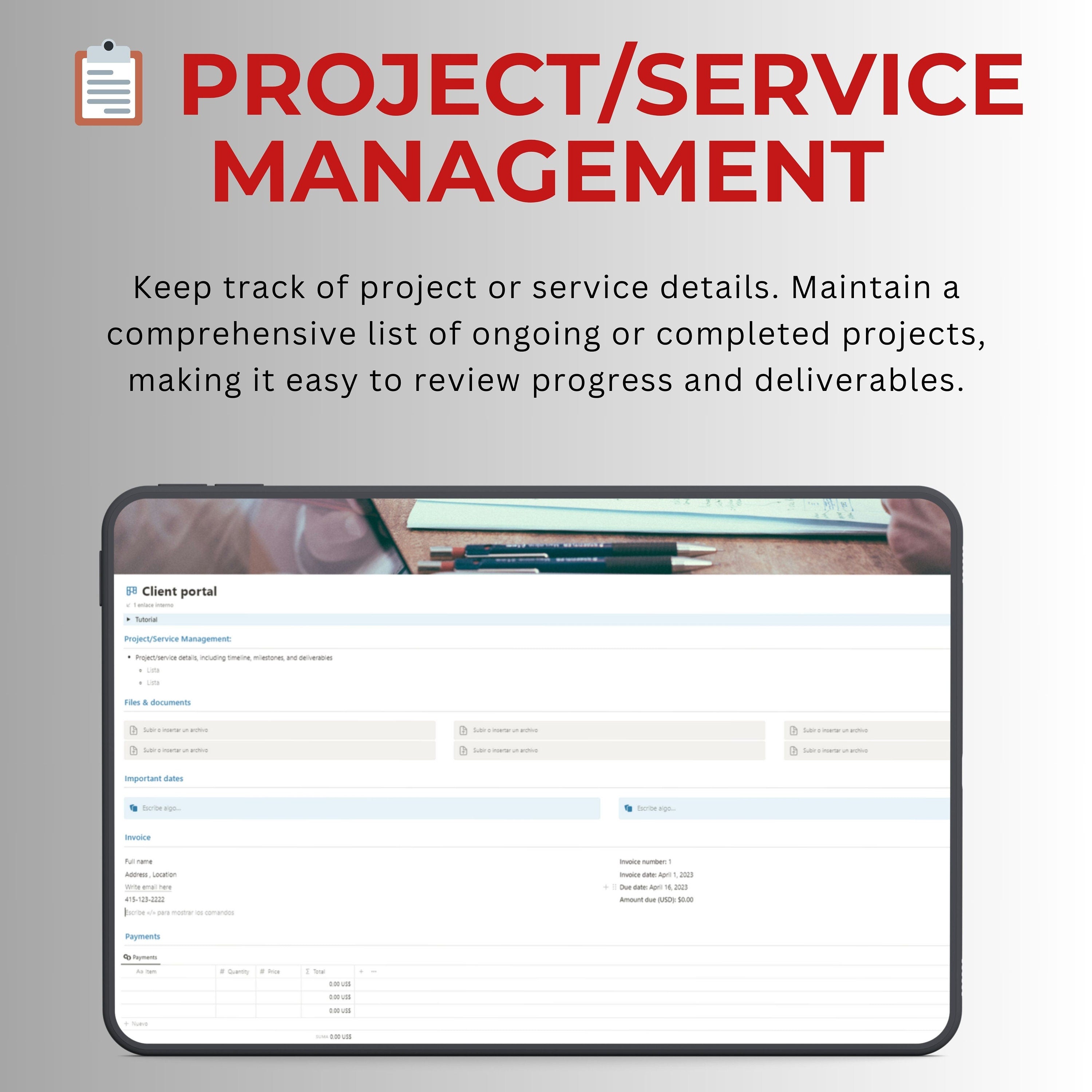 Client Portal Notion Template | Client Management & Billing