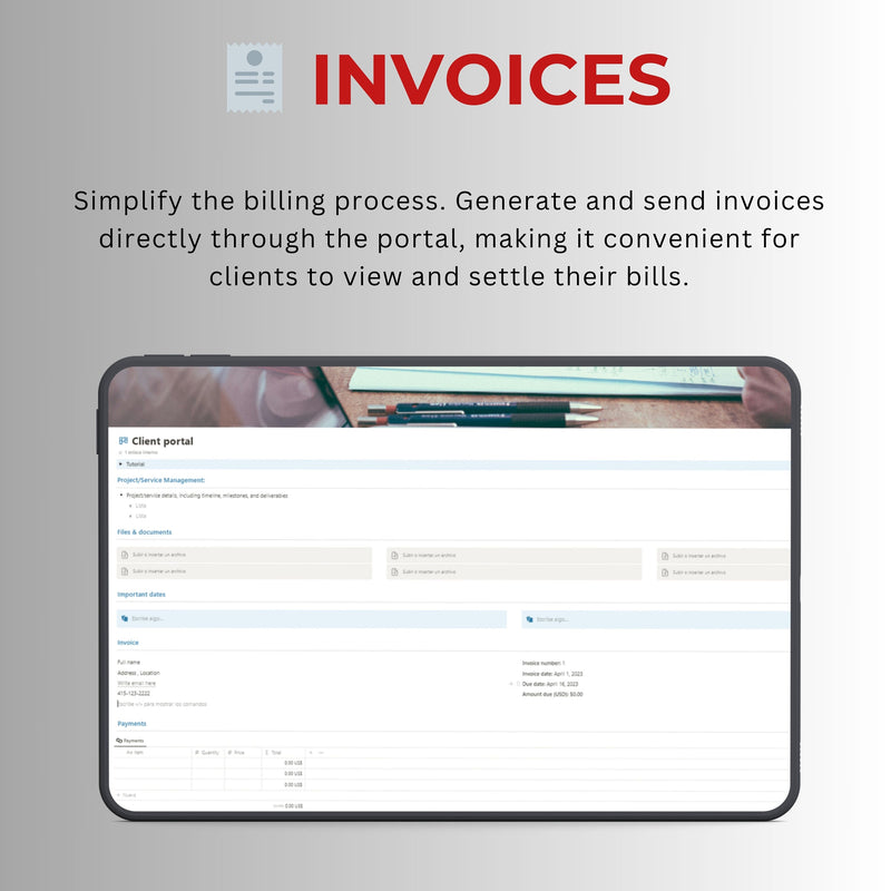 Client Portal Notion Template | Client Management & Billing