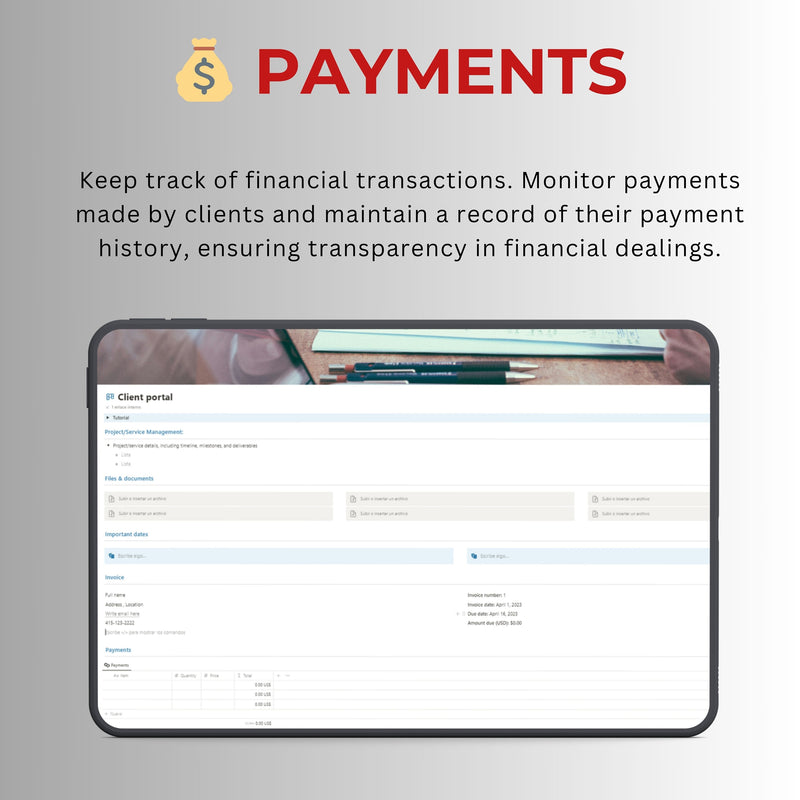 Client Portal Notion Template | Client Management & Billing