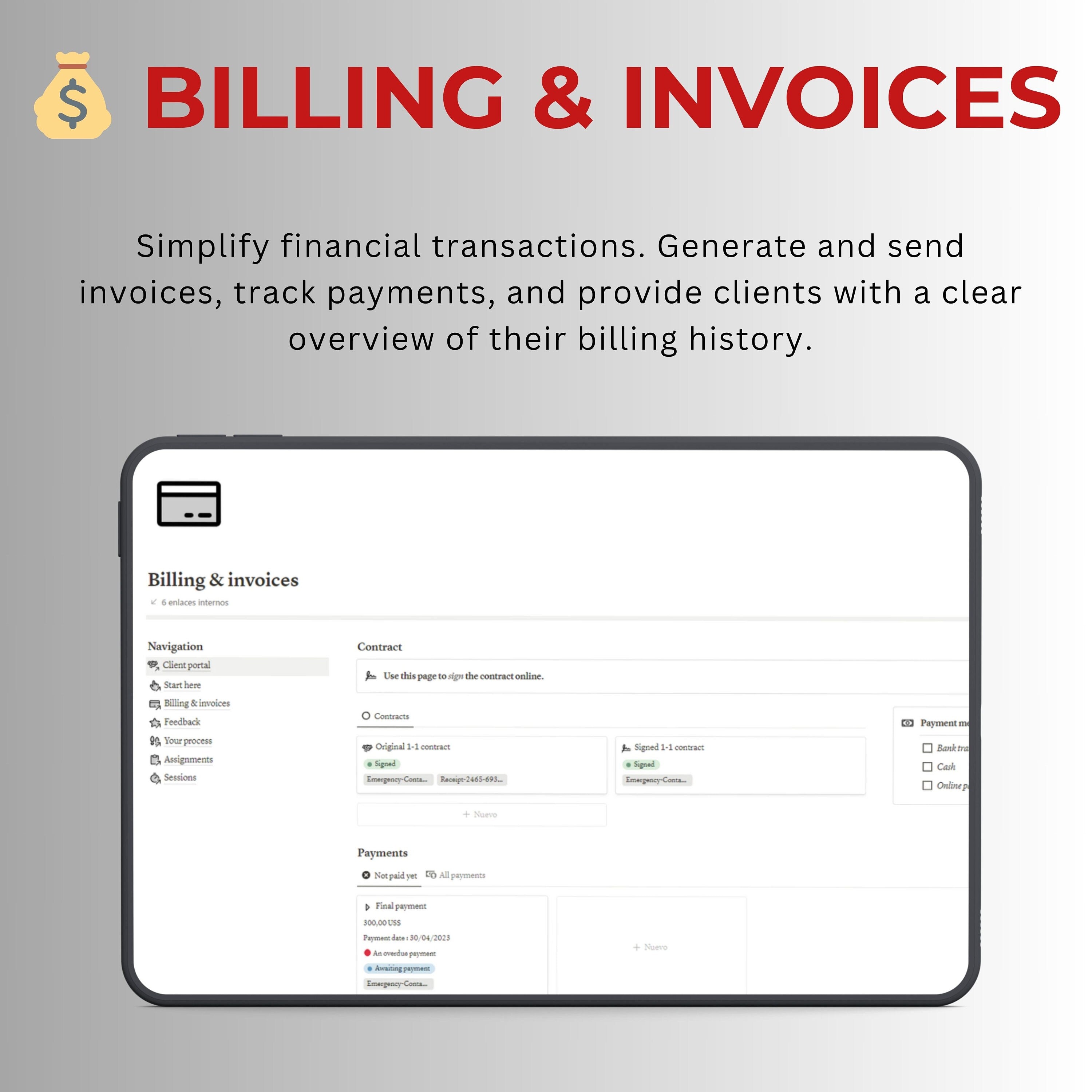 Client Portal Notion Template | Onboarding & Billing
