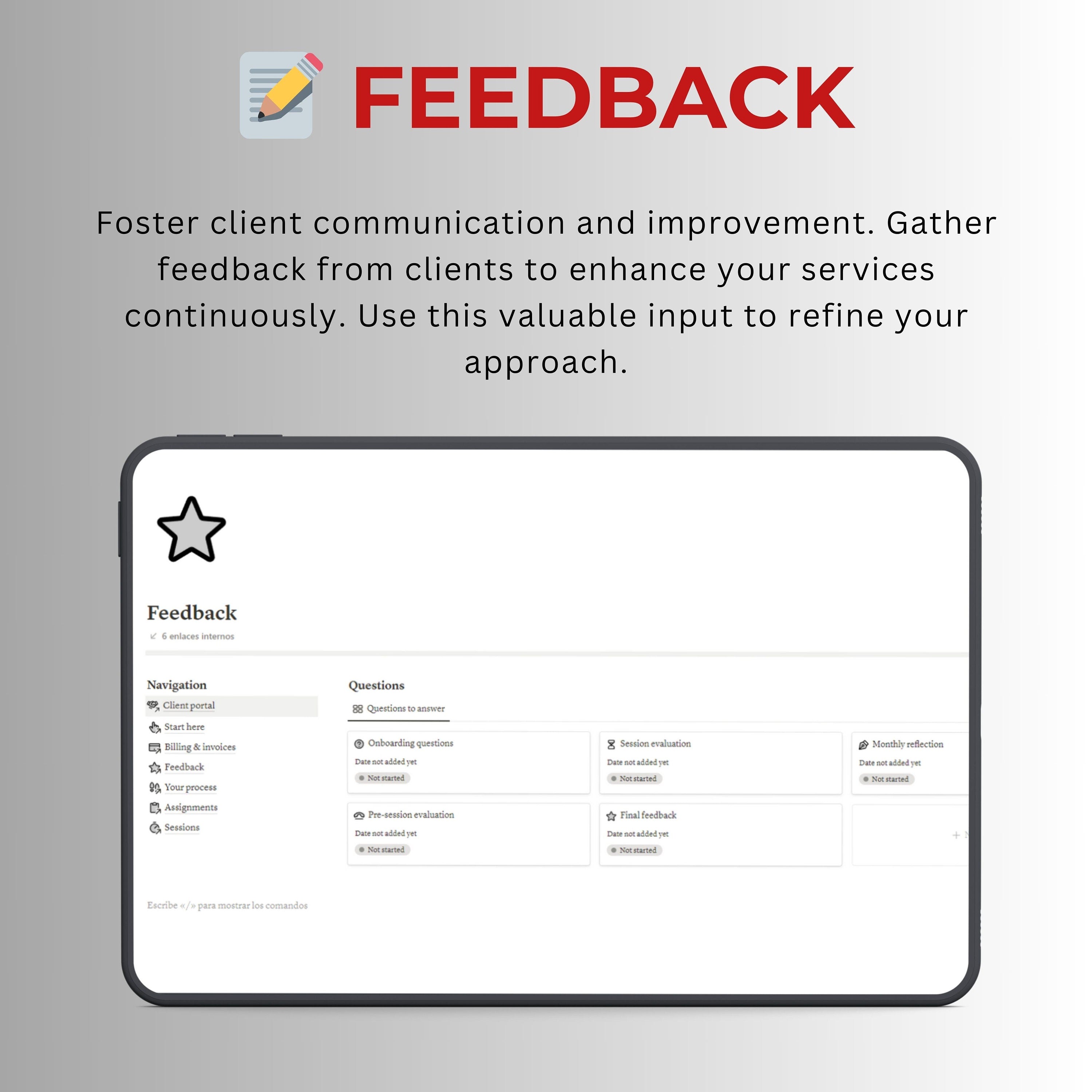 Client Portal Notion Template | Onboarding & Billing