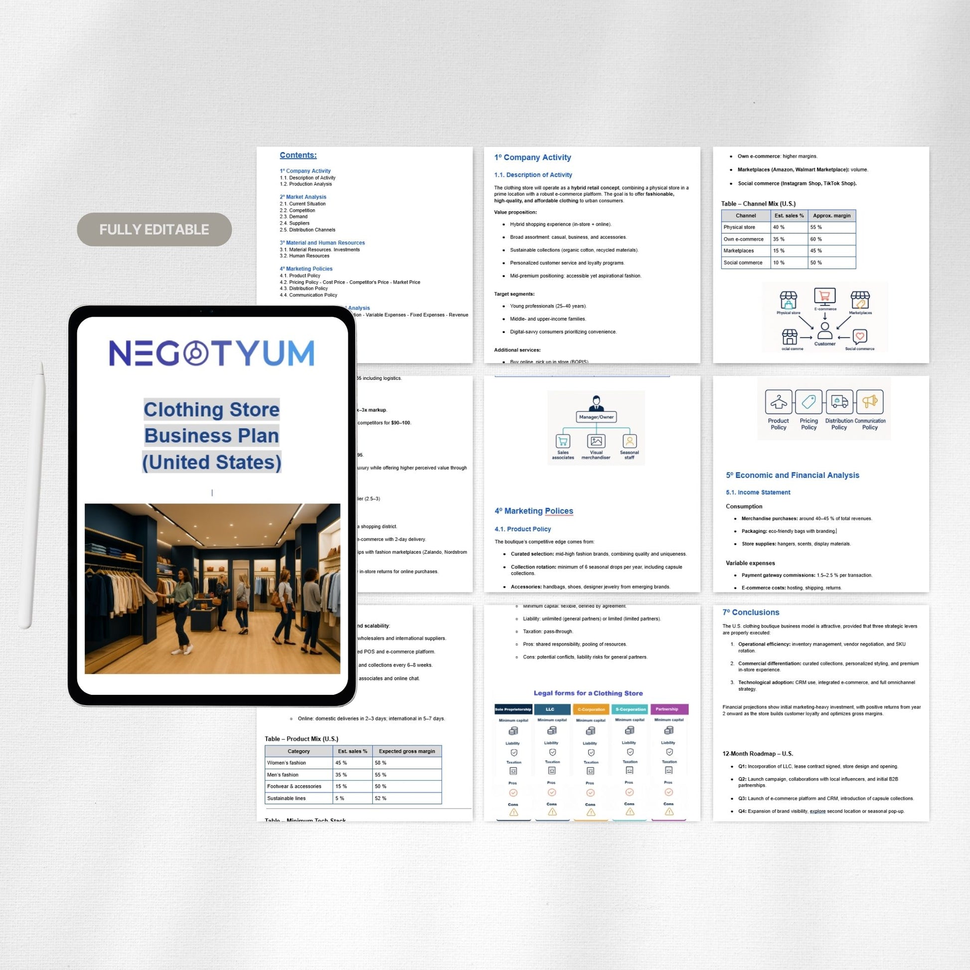 Clothing Store Business Plan Template – Editable Word & Excel