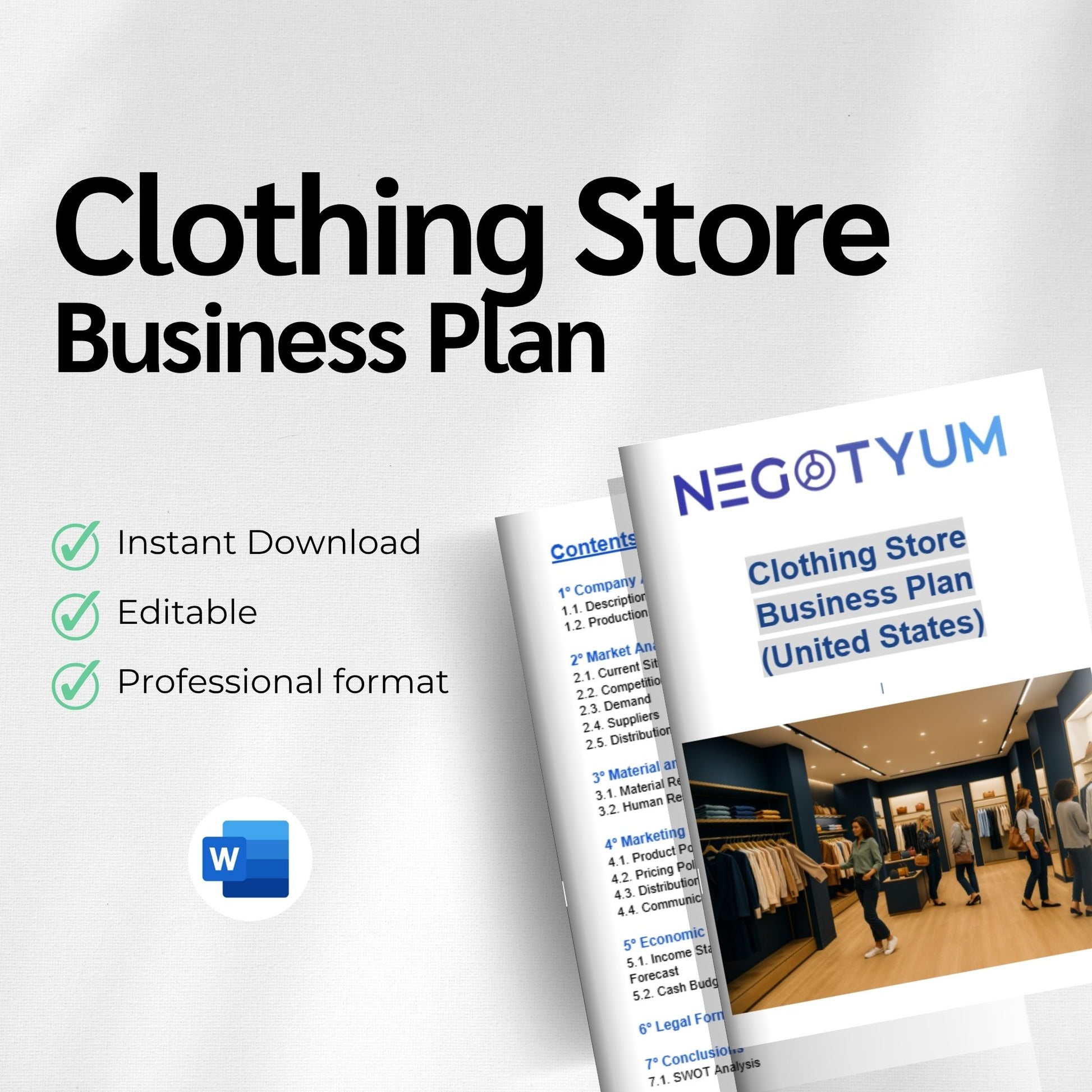 Clothing Store Business Plan Template – Editable Word & Excel