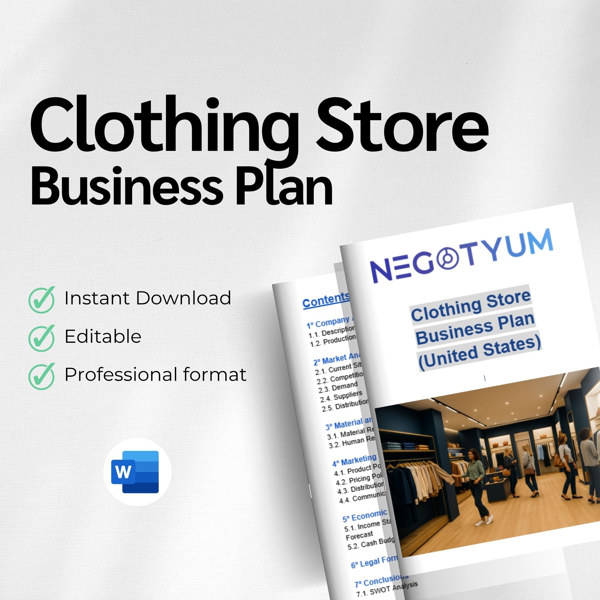 Clothing Store Business Plan Template – Editable Word & Excel