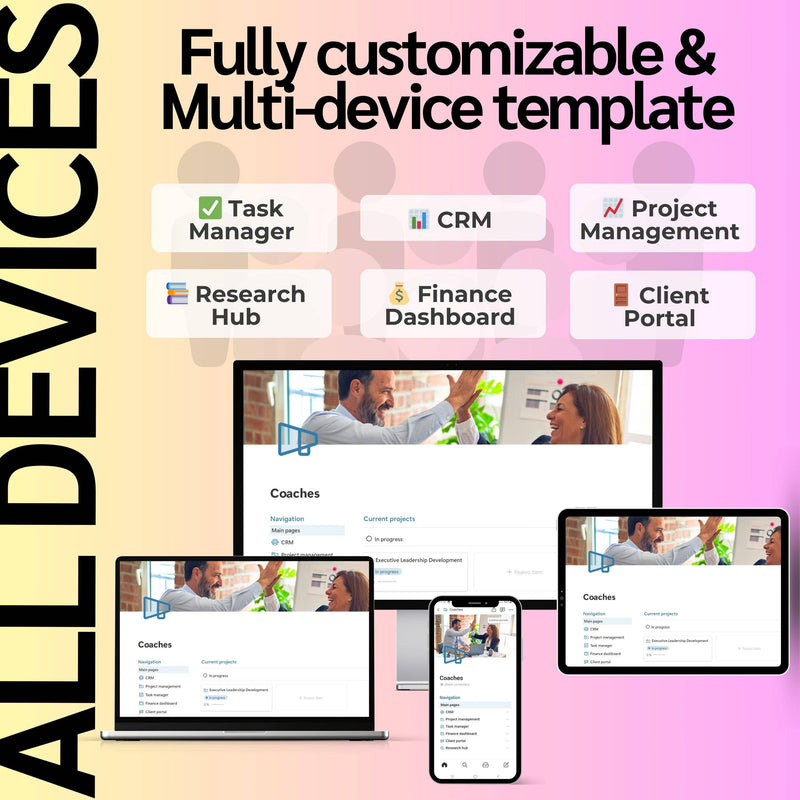 Coaching & Content Notion Template | CRM, Client Portal & Planner
