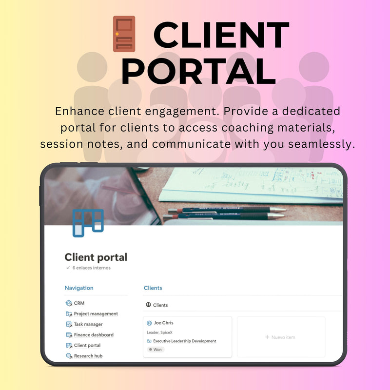 Coaching & Content Notion Template | CRM, Client Portal & Planner
