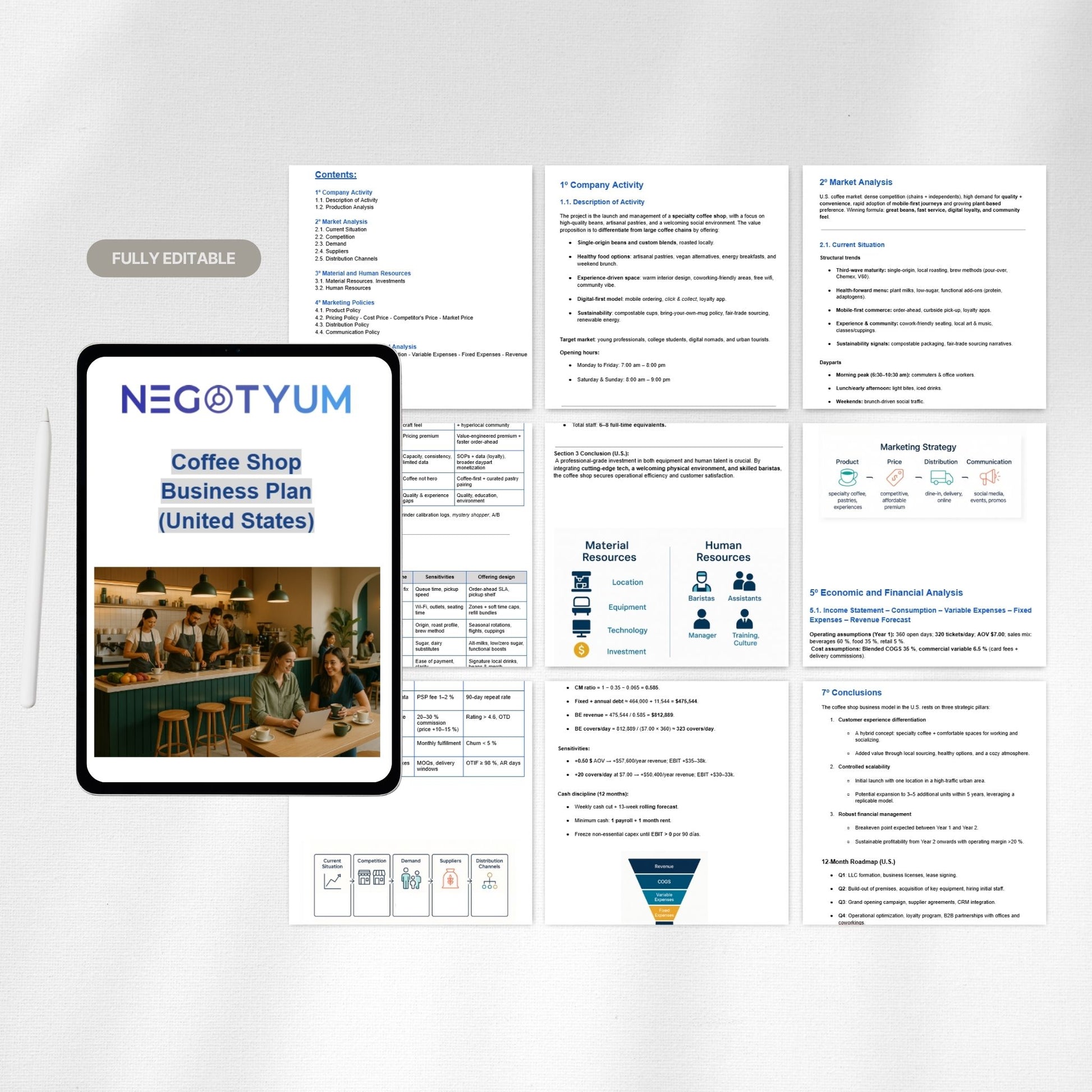 Coffee Shop Business Plan Template – Editable Word & Excel