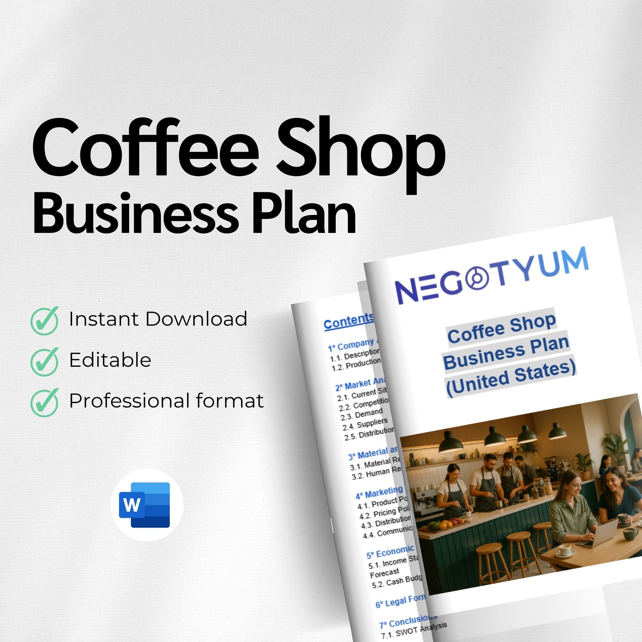 Coffee Shop Business Plan Template – Editable Word & Excel