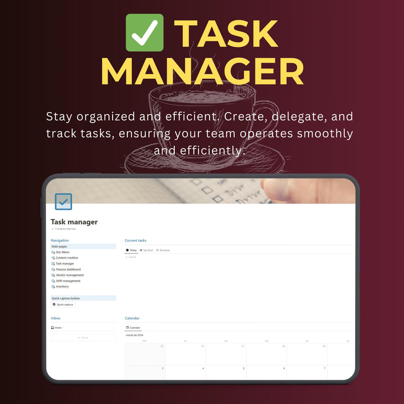 Coffee Shop Notion Template | Menu, Inventory & Shifts