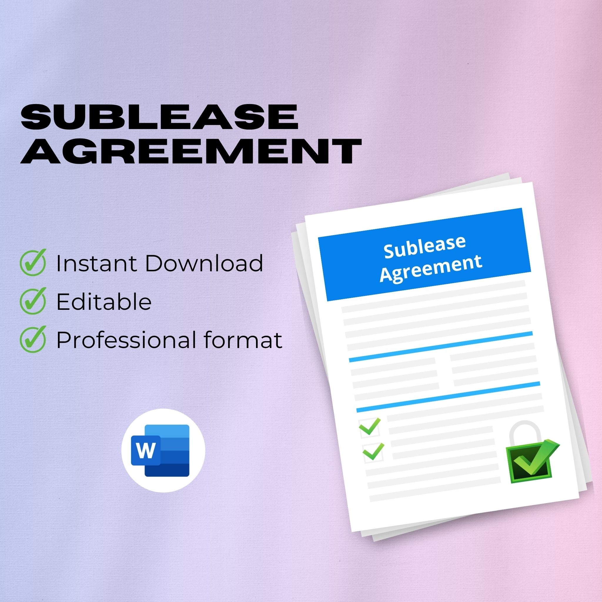 Commercial Sublease Agreement Template – Editable Word Contract