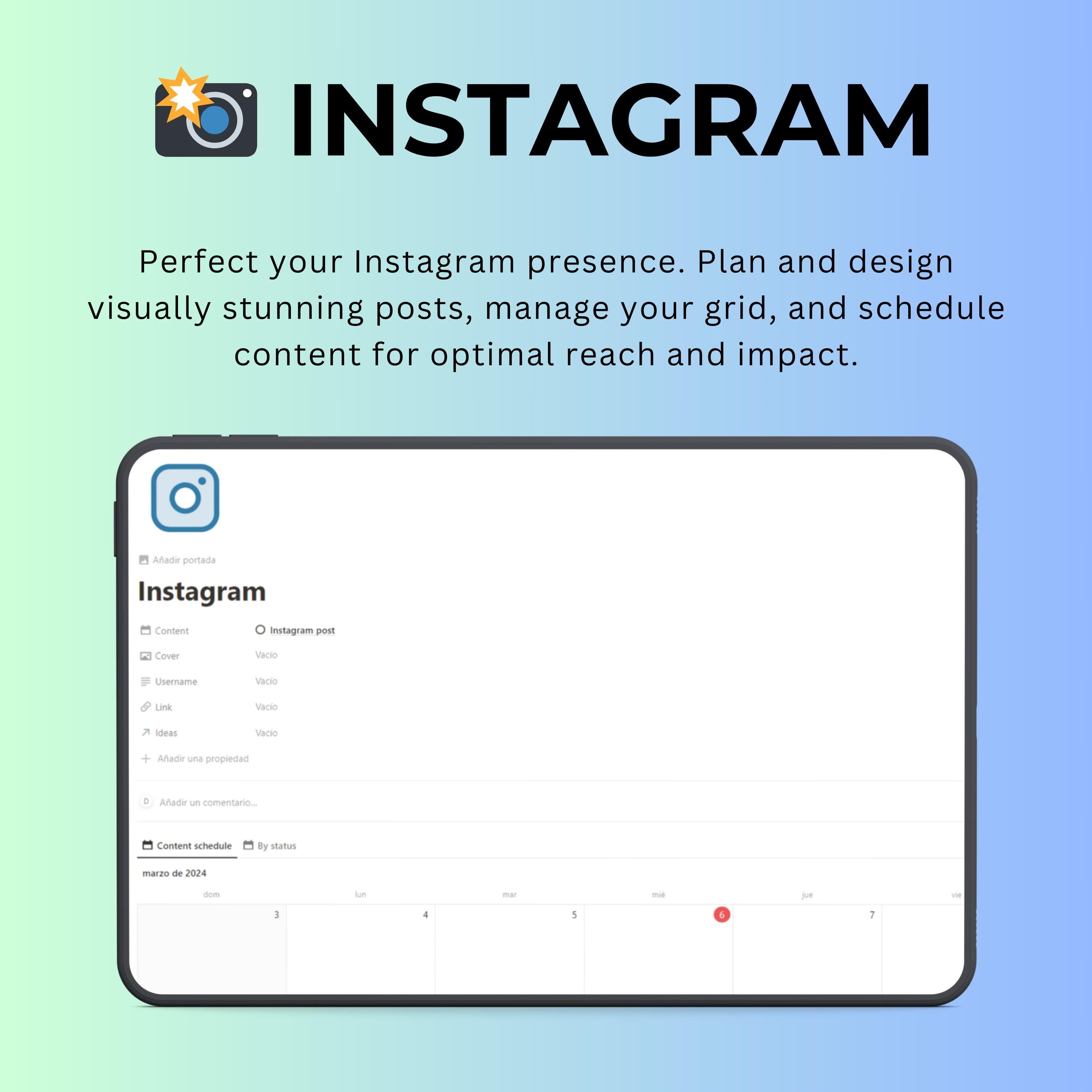 Content Creation Notion Template | Social Media & Editorial Planner